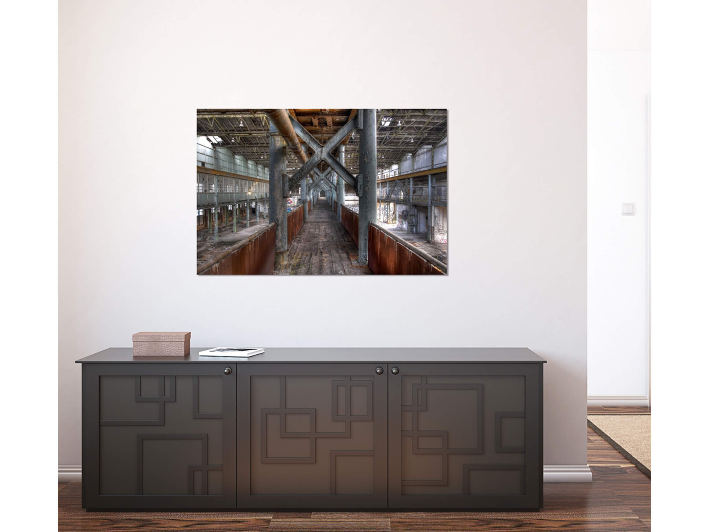 Digitaldruck auf Acrylglas Werkshalle 1 image LAND / Grösse: 120 x 80 cm