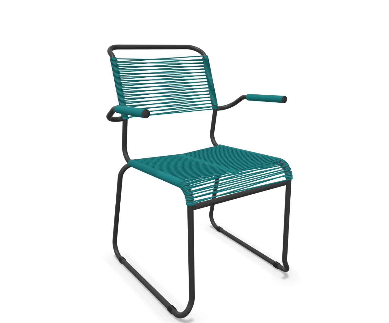 Kufen-Spaghetti-Stuhl Säntis mit Lehne von Schaffner / Farbe: Kaliblau / Grösse: 60 x 61 cm
