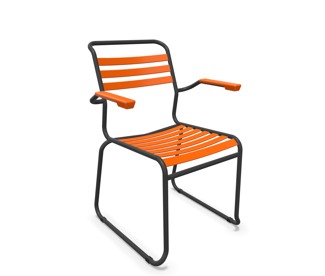 Schaffner Kufen-Lättli-Stuhl Säntis mit Lehne Orange | Schubiger Möbel