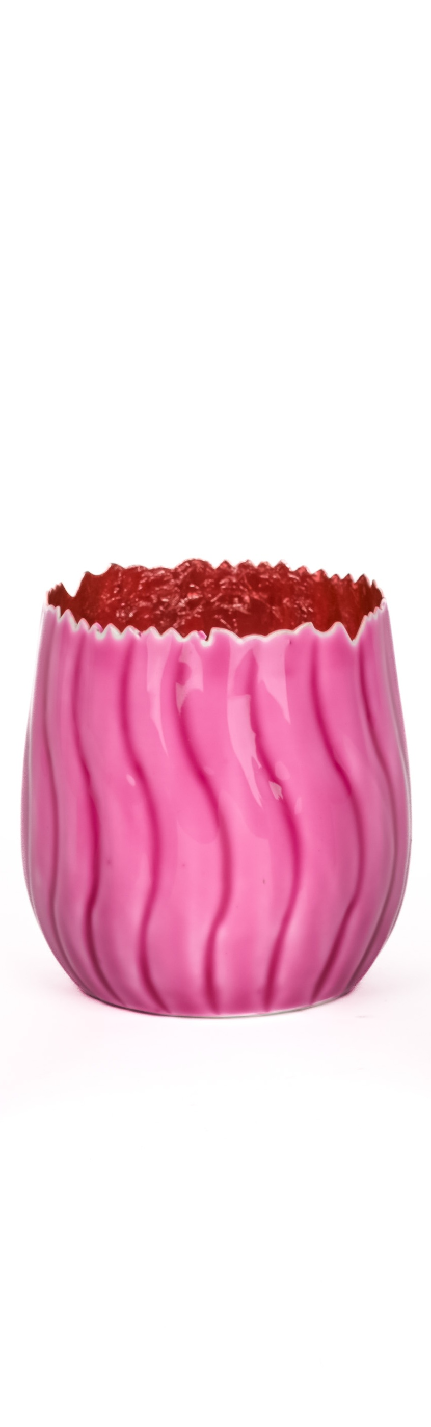 Decofinder Windlicht Welle Pink H: 10 cm Rosa | Schubiger Möbel