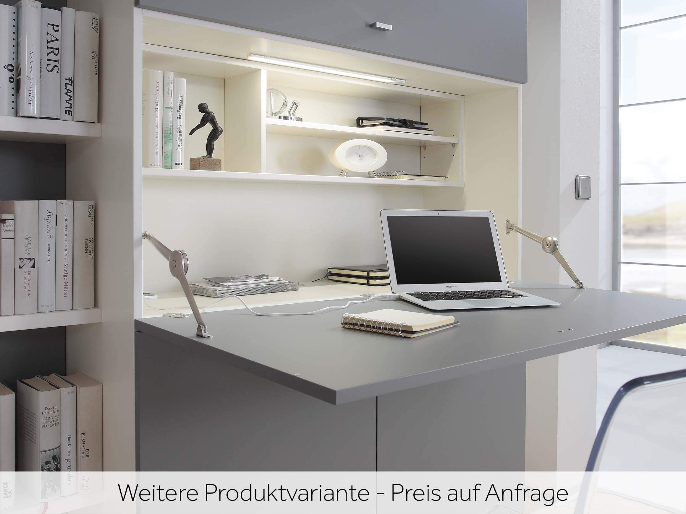 Schrankbett Set Zürich Nehl/ Farbe: Grau/Weiss