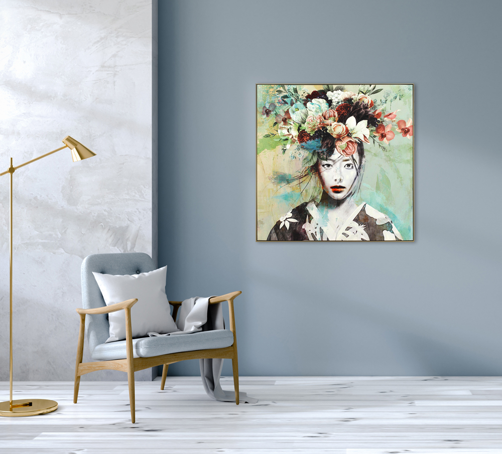 Gemälde-Schönheit mit Exotischem Blumenschmuck-image LAND