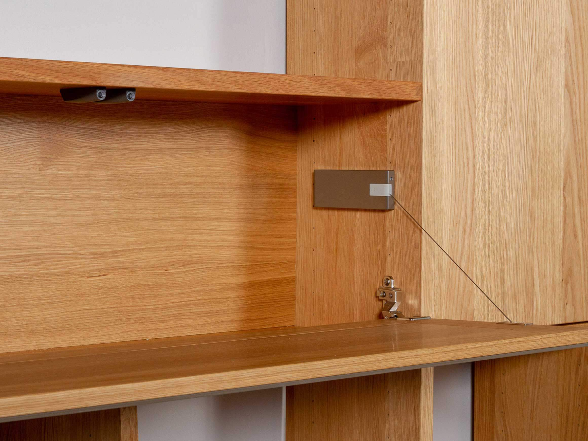 Regal Cubus, b 282,5 cm t 28,4 cm h 219,8 Cm, Eiche, Glaselemente