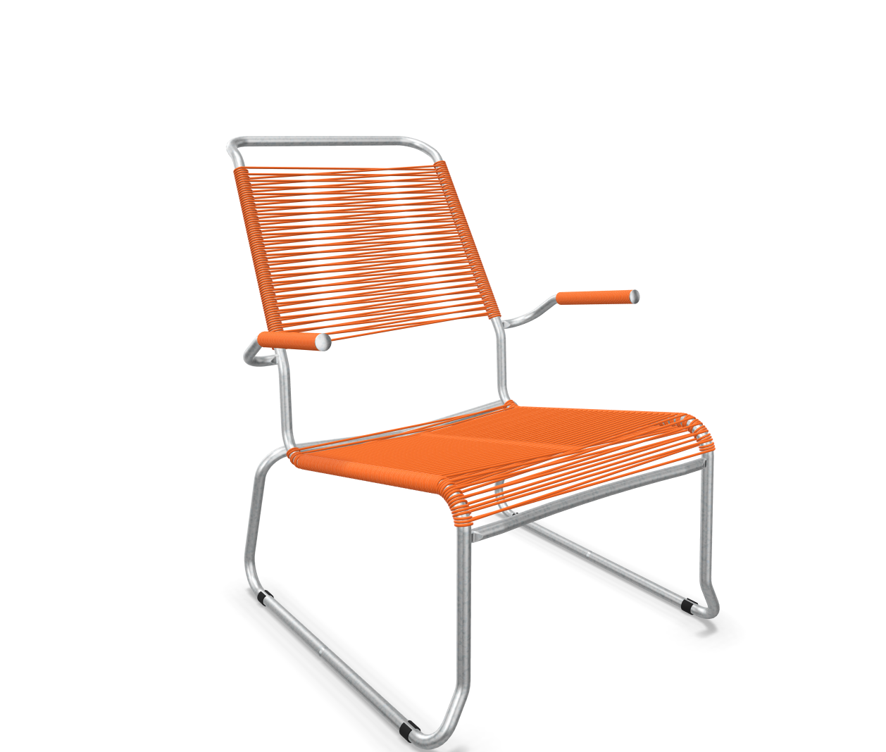 Schaffner Kufen-Spaghetti-Lounger Säntis mit Lehne / Hochlehner Feuerverzinkt Orange | Schubiger Möbel