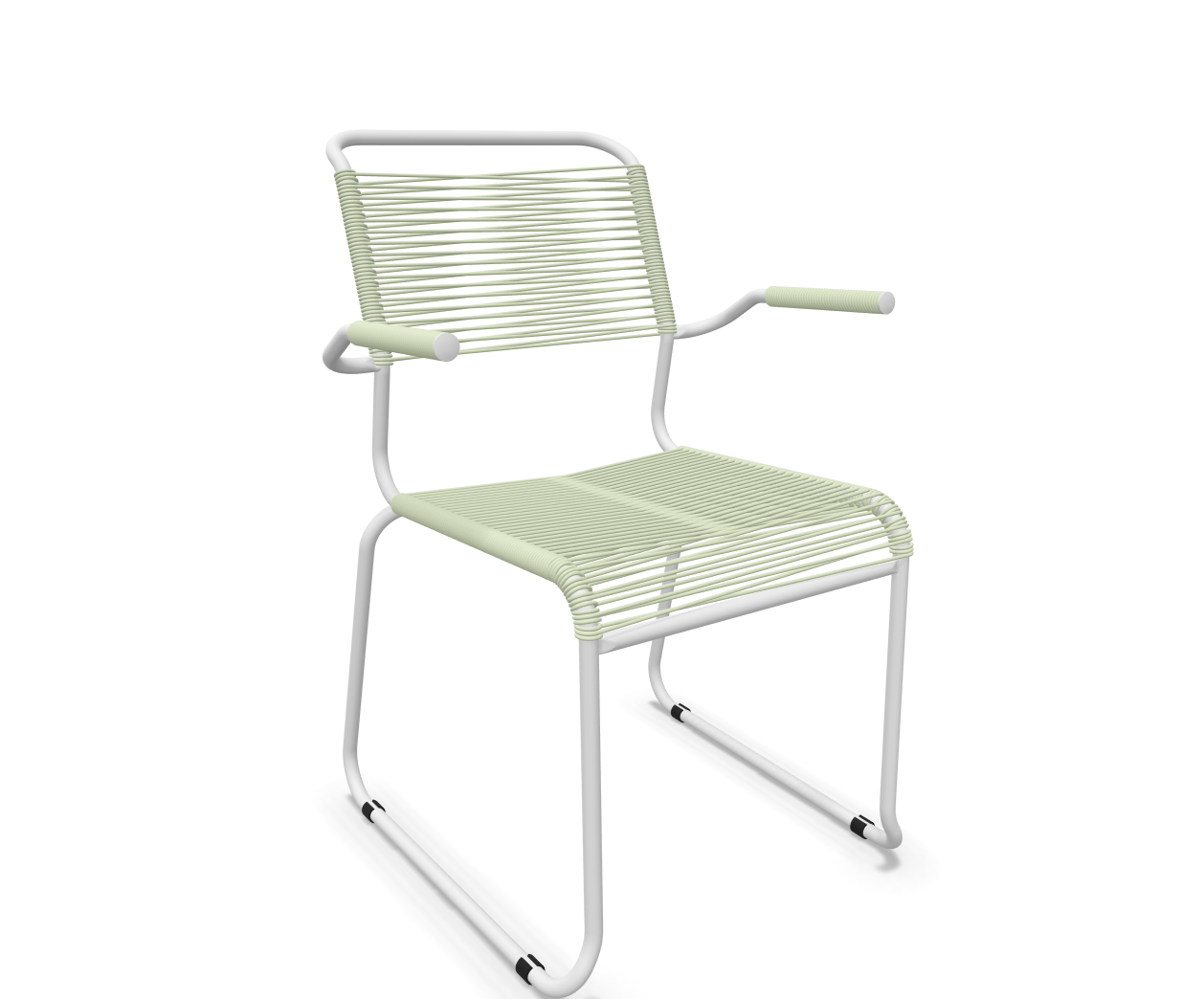 Kufen-Spaghetti-Stuhl Säntis mit Lehne von Schaffner / Farbe: Pastellgrün / Grösse: 60 x 61 cm