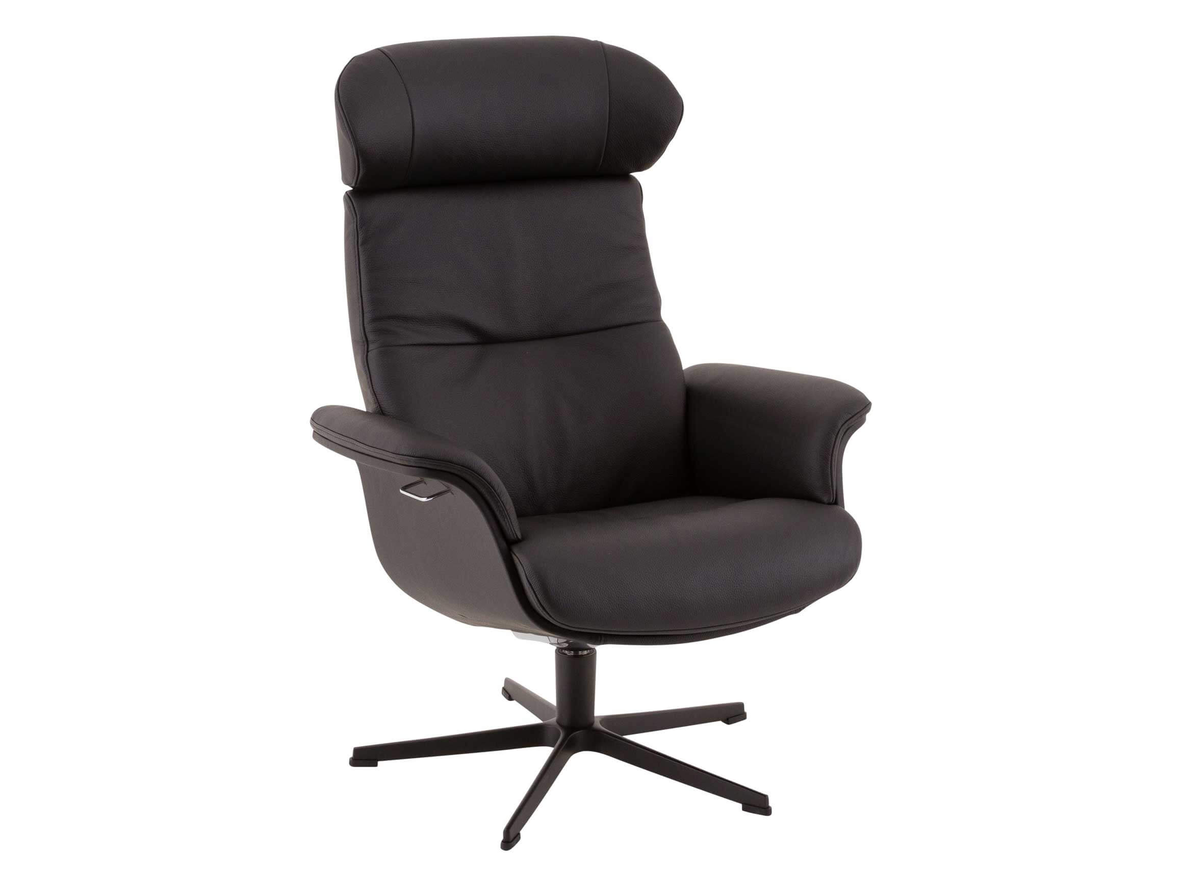 Relaxer Time Out, black leather, black cross base, Eames Chair