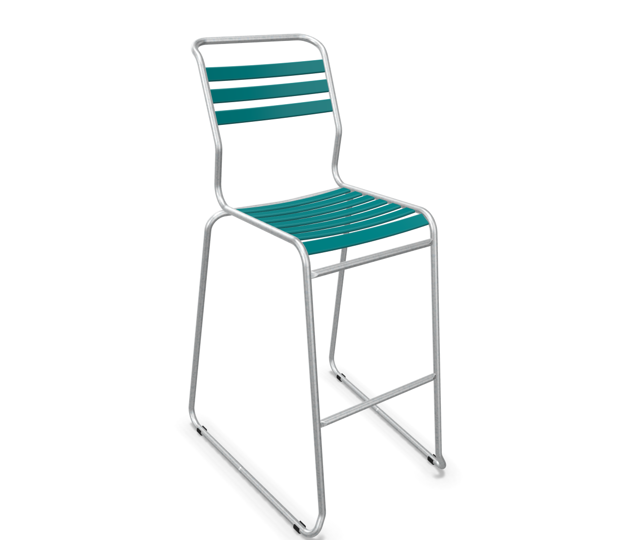 Schaffner Bar-Kufen-Lättlistuhl Säntis Feuerverzinkt Blau | Schubiger Möbel