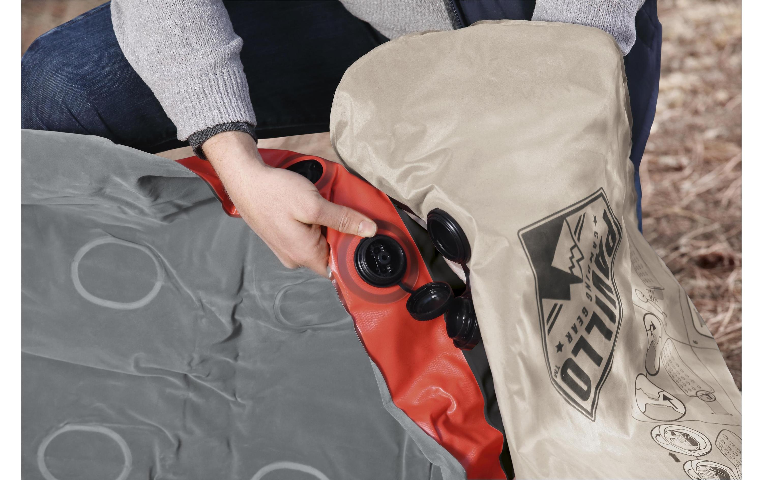 Luftbett Roll und Relax Queen Grau/Rot, 203x152 cm
