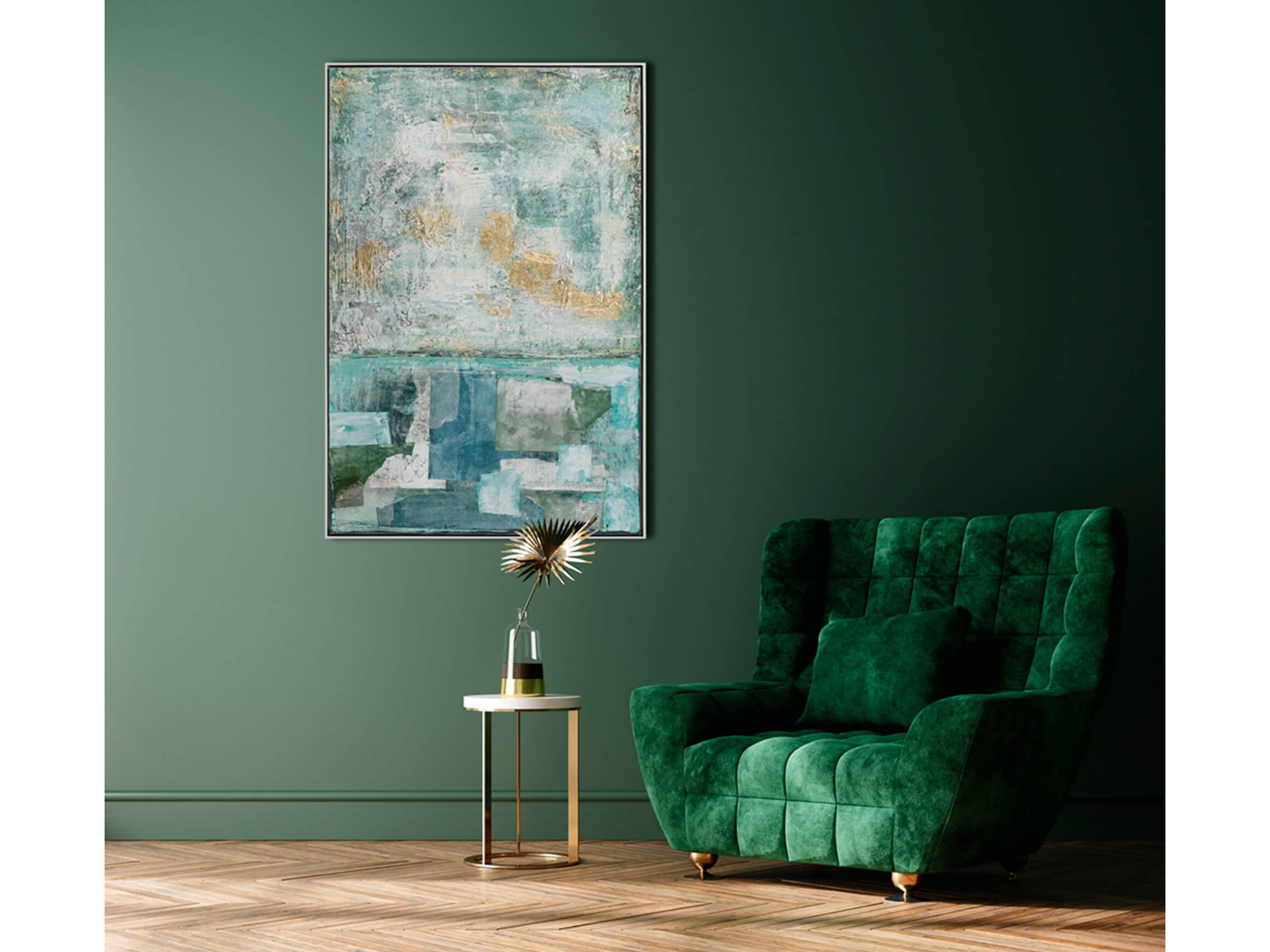 Picture Abstract in green and blue image LAND