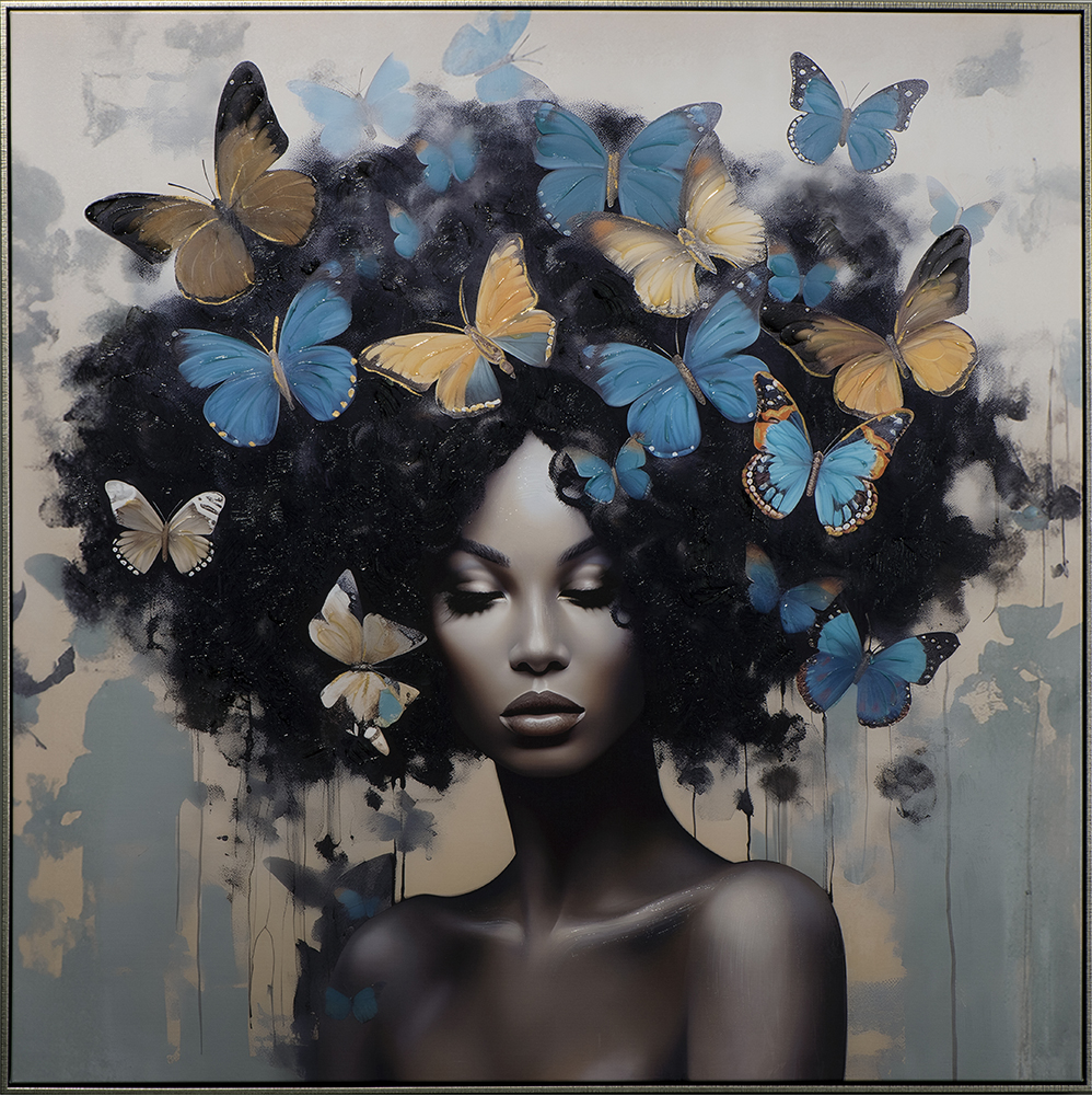 Gemälde-Blue Butterfly Lady-image LAND