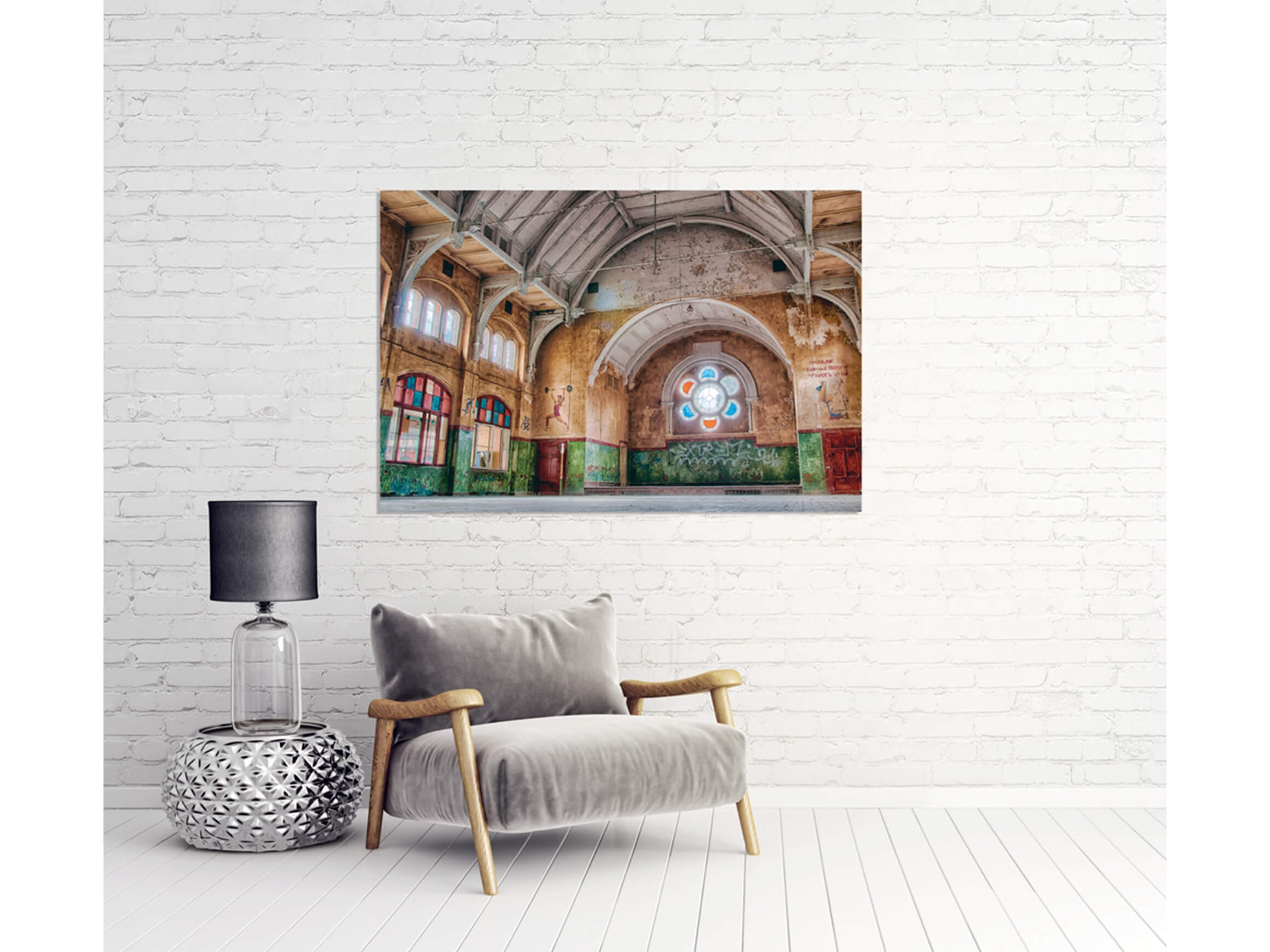 Digitaldruck auf Acrylglas Lost Place Halle 1 image LAND / Grösse: 120 x 80 cm