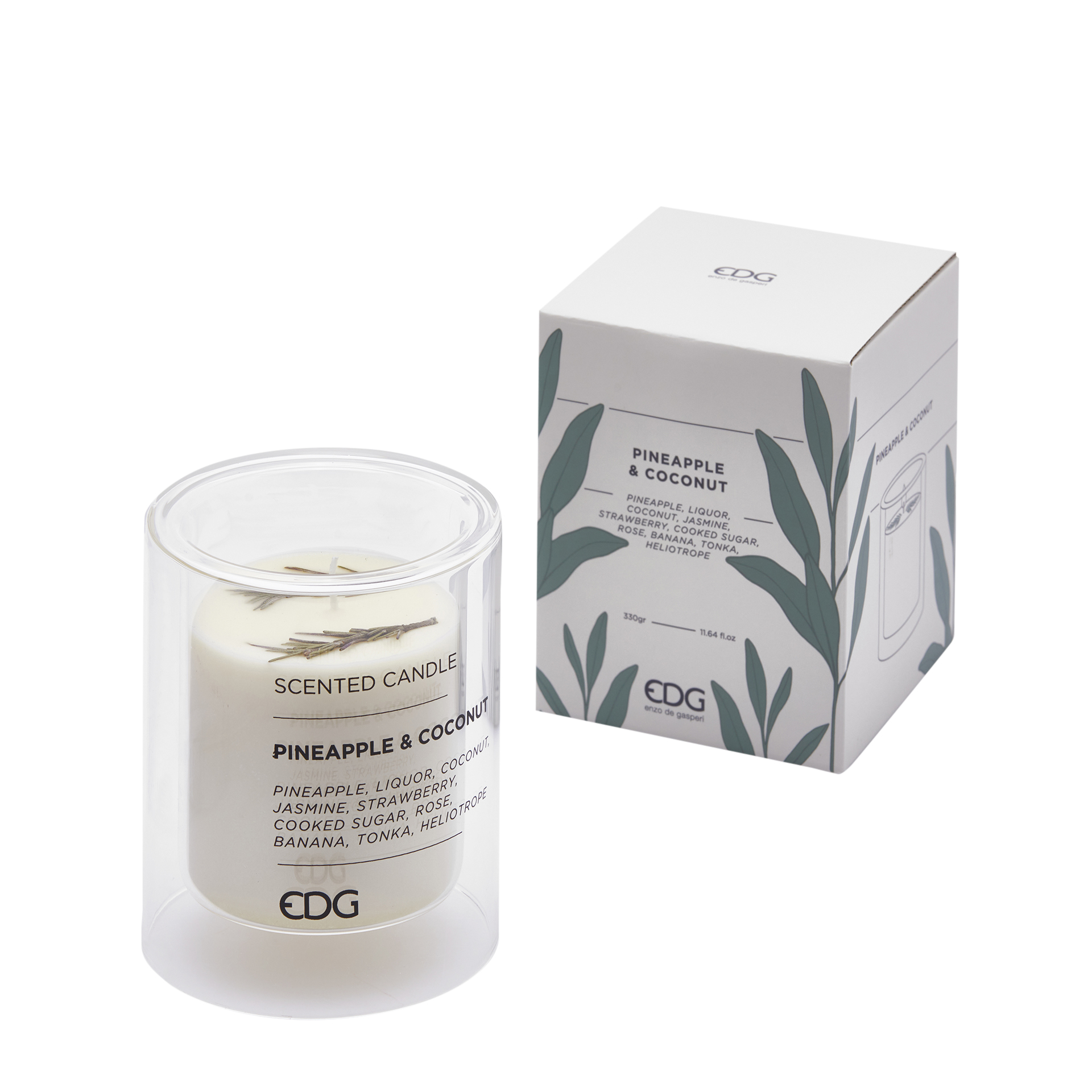 Pineapple and coconut scented candle H: 12 cm Edg