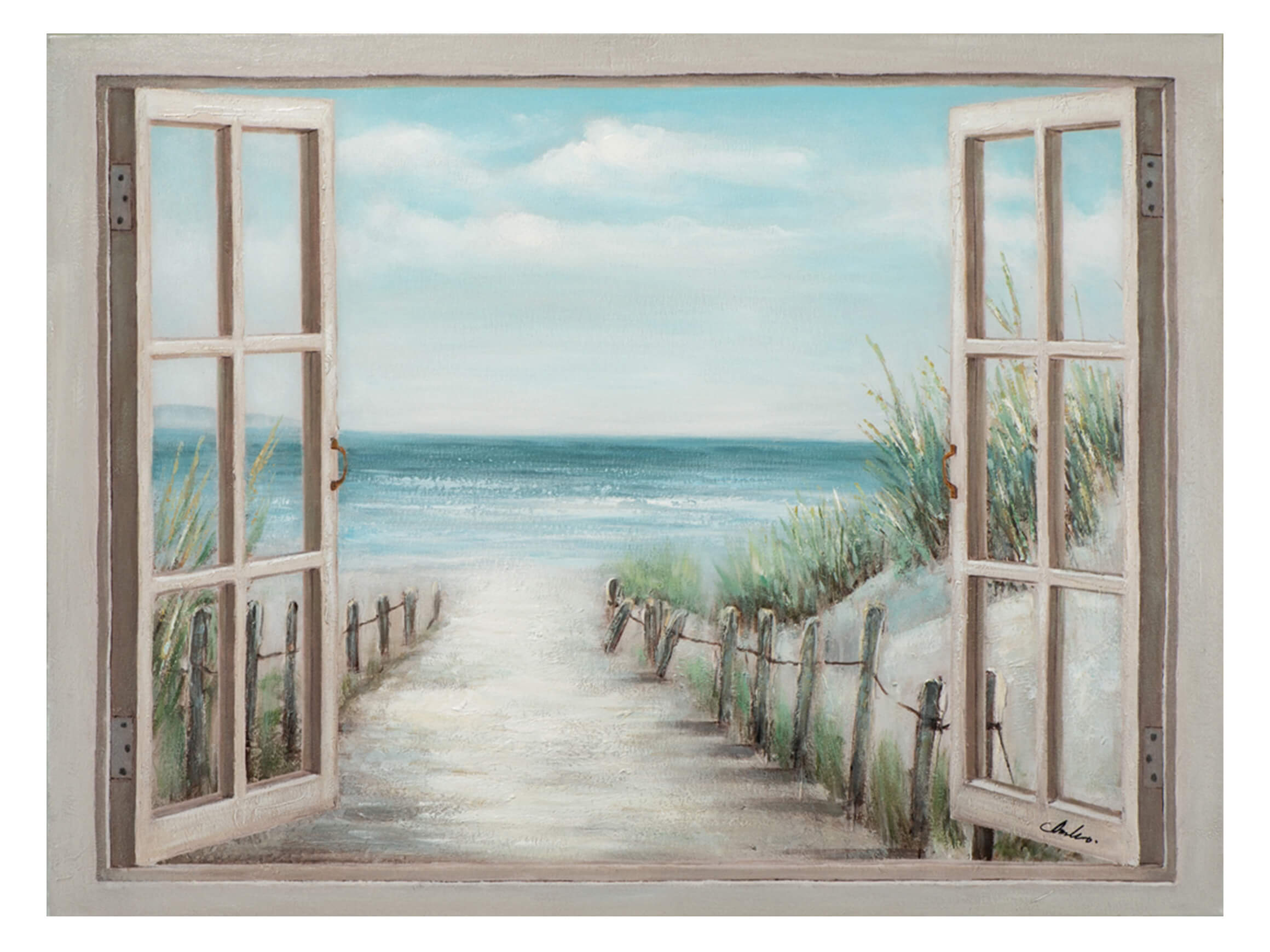 Bild Fenster mit Meerblick image LAND / Grösse: 120 x 90 cm