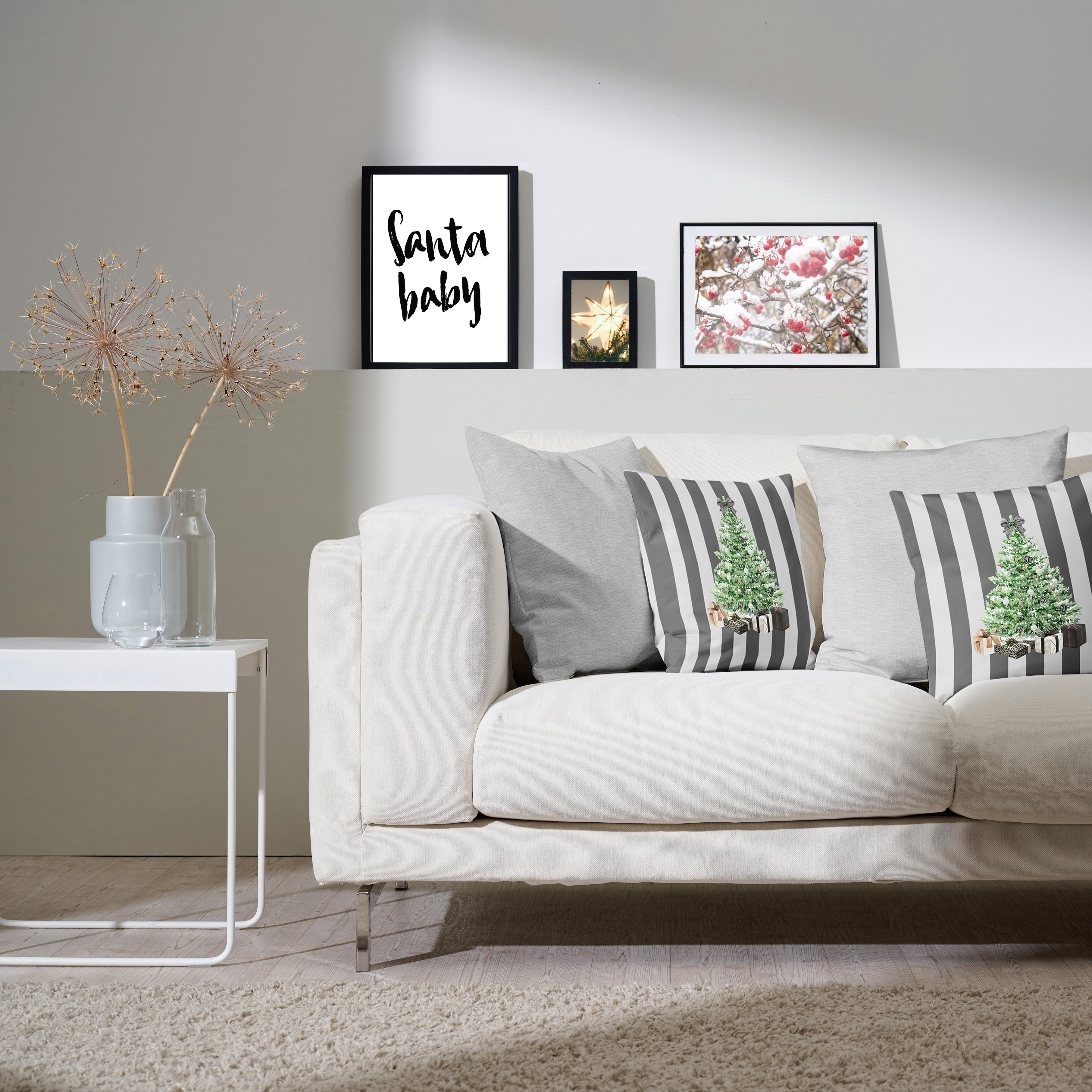 Kissenhülle Tannenbaum, Streifen Schwarz, Weiss 40x40 cm Apelt / Grösse: 40 x 40 cm