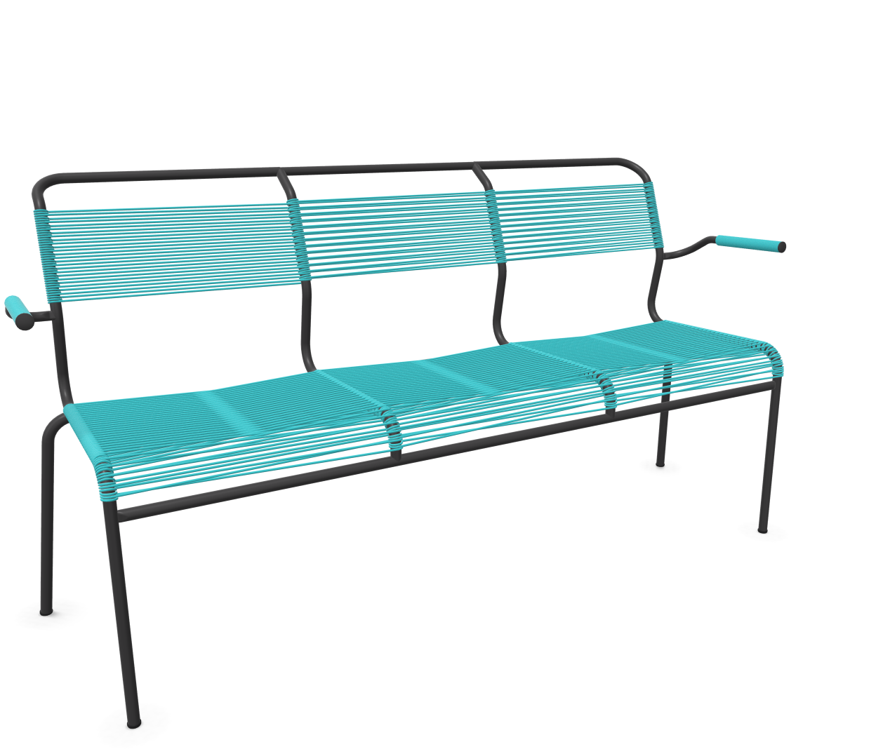 Schaffner Spaghetti-3er-Bank Säntis mit Lehne Blau | Schubiger Möbel