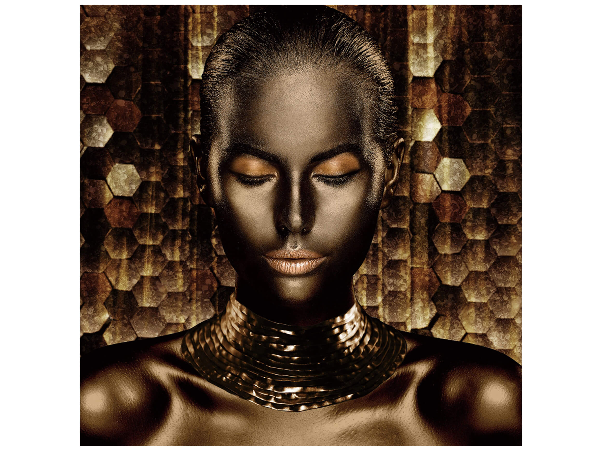 Digitaldruck auf Glas Goldene Frau image LAND