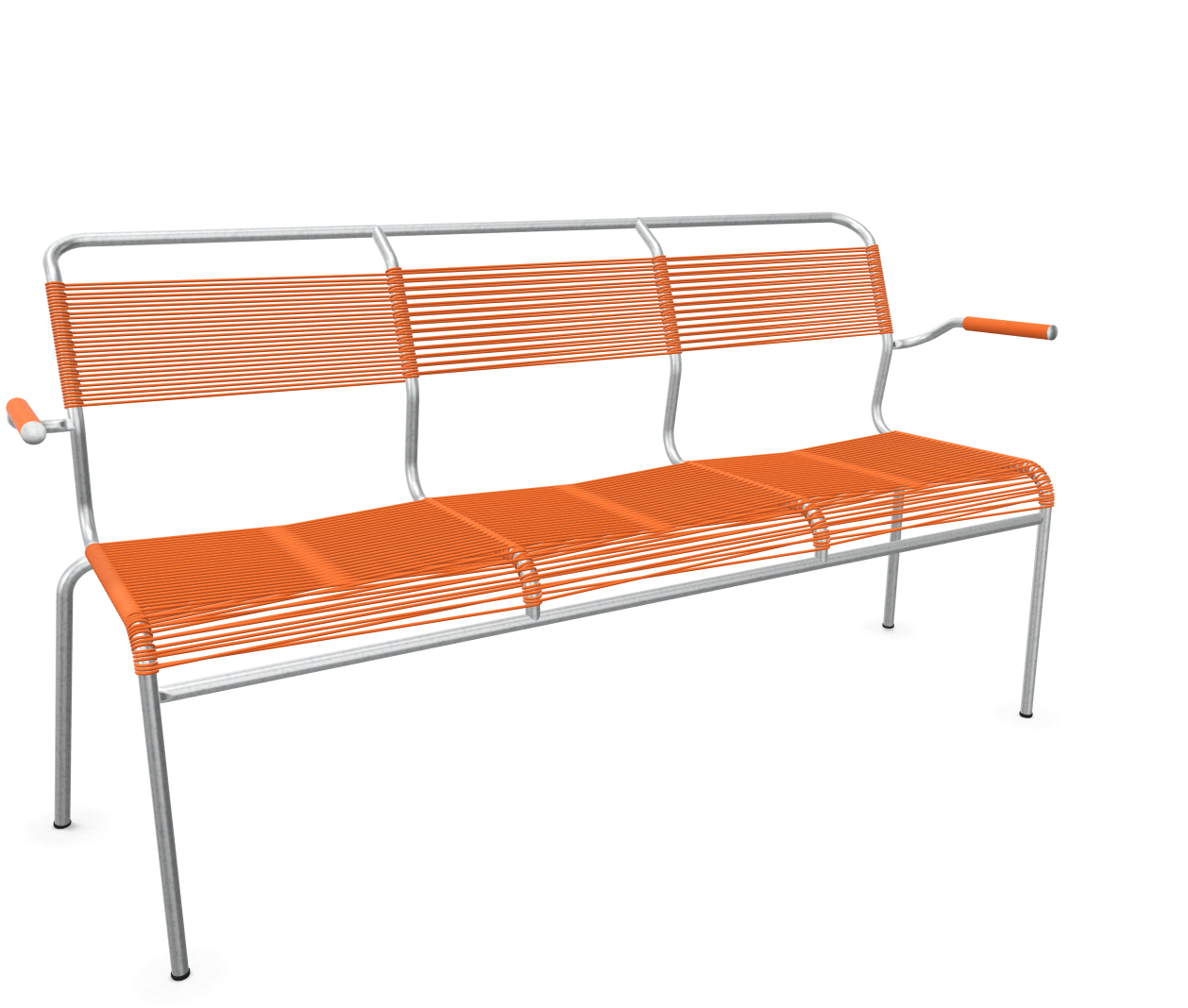 Schaffner Spaghetti-3er-Bank Säntis mit Lehne Feuerverzinkt Orange | Schubiger Möbel