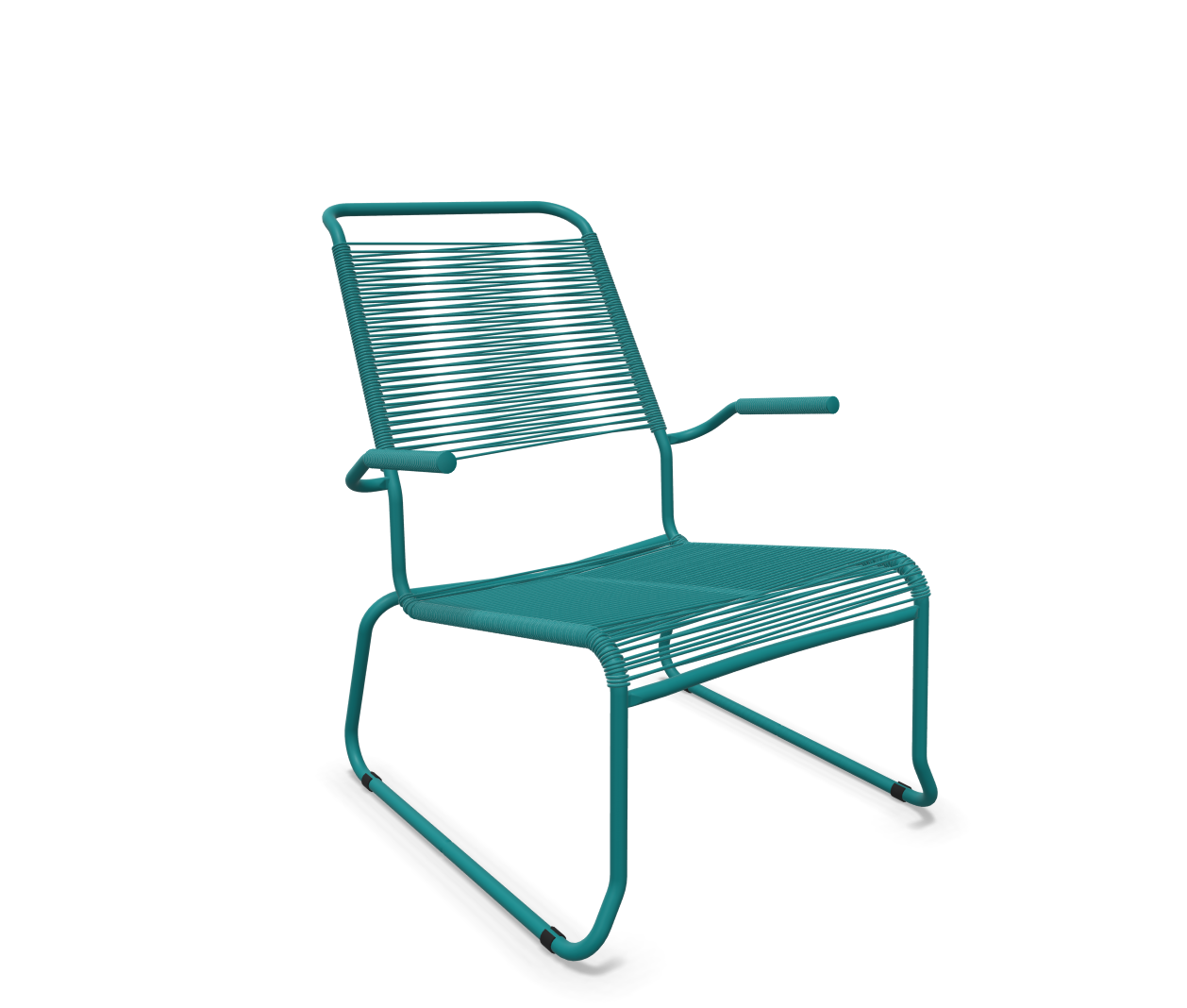 Schaffner Kufen-Spaghetti-Lounger Säntis mit Lehne / Hochlehner Blau | Schubiger Möbel