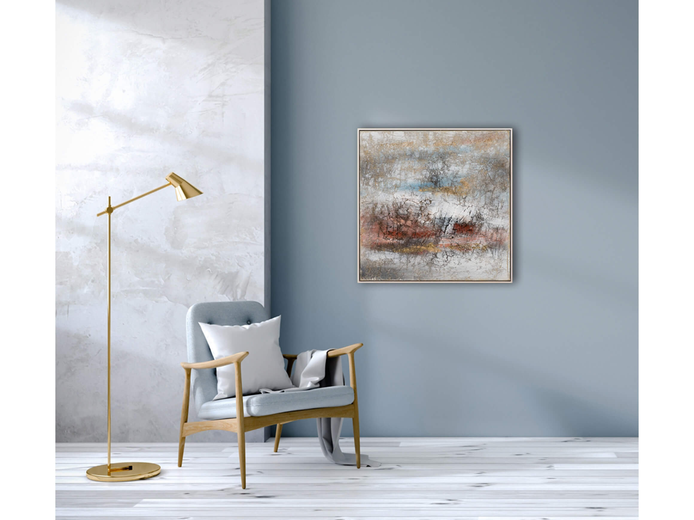 Bild Abstrakt mit Gold, Rosa und Blau image LAND