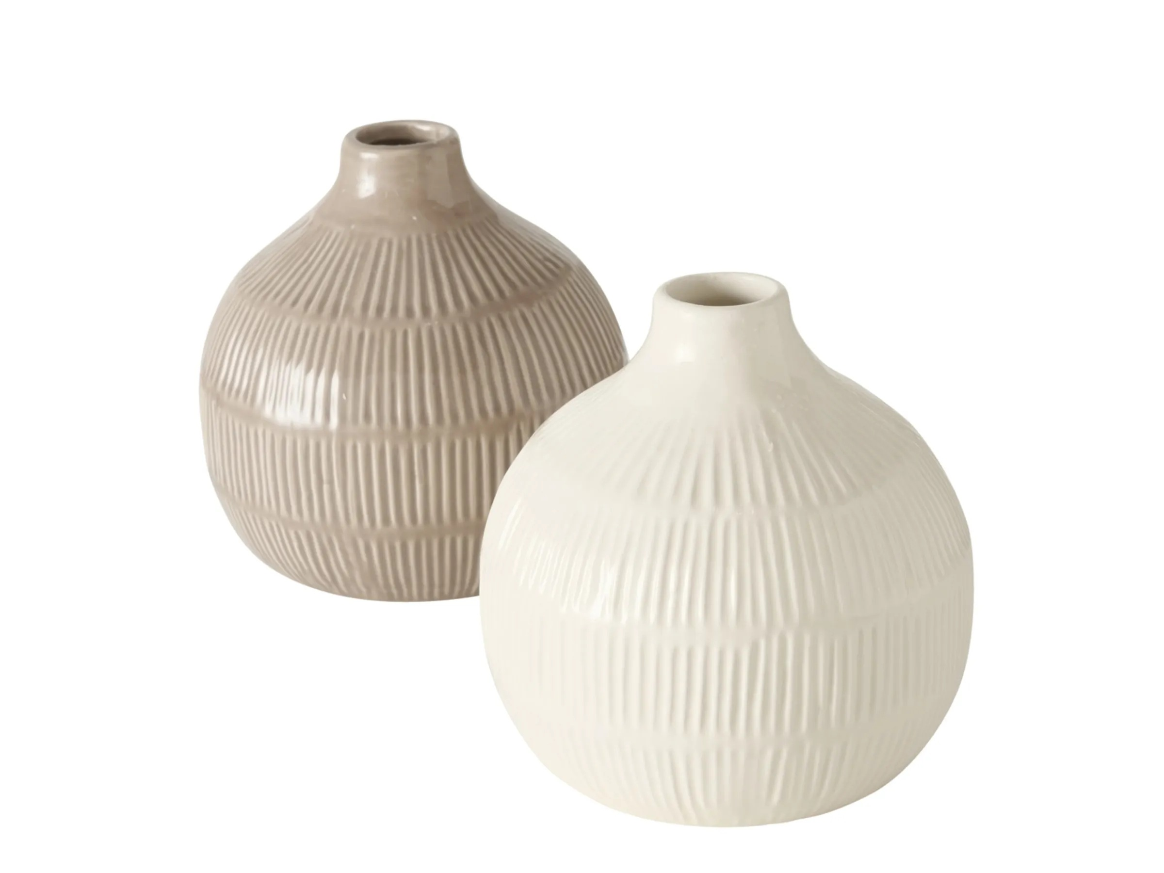 Vase Kaylee, Steingut, Assortiert Creme oder Bei von Roomio