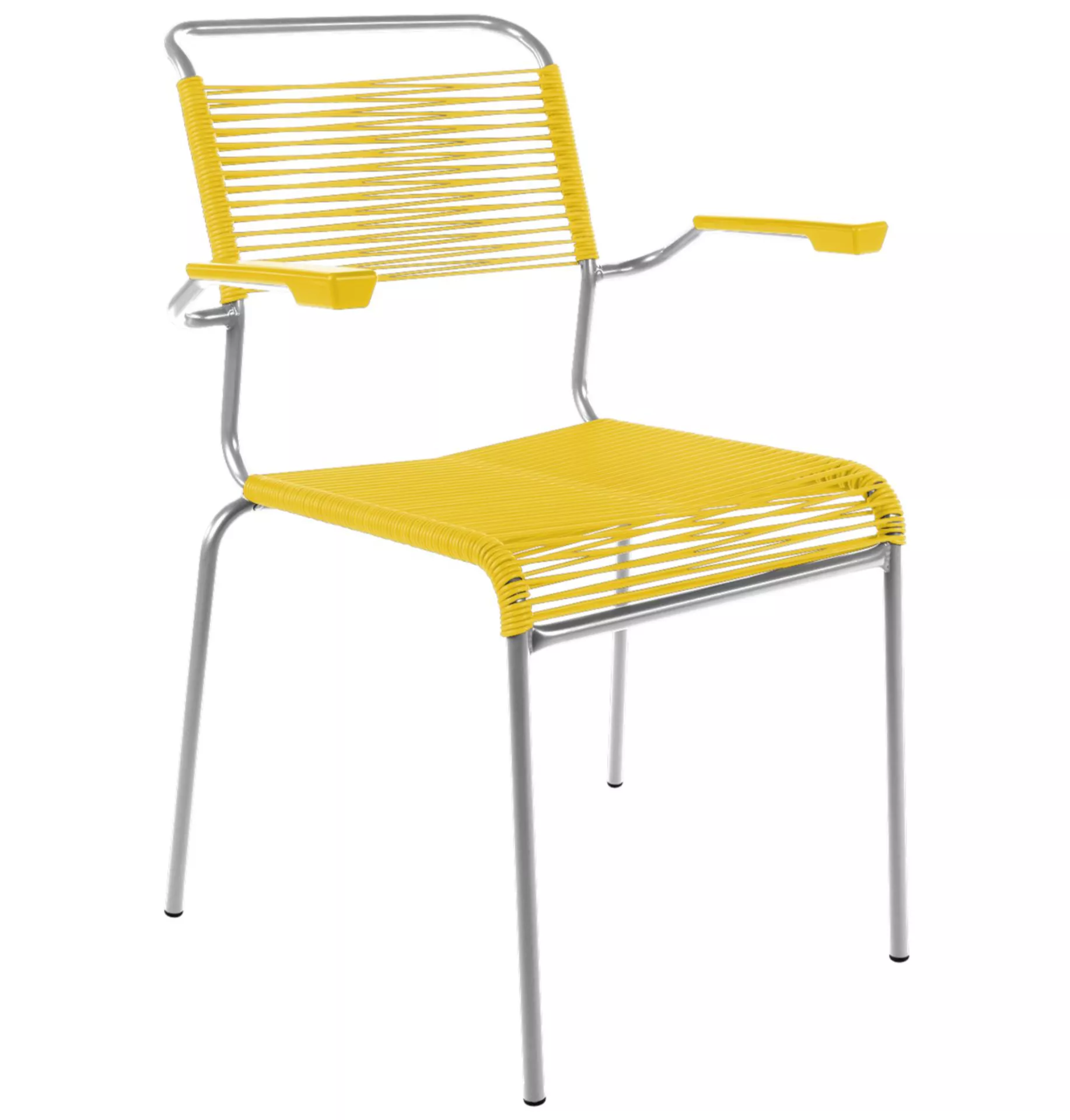 Spaghetti-Stuhl Säntis mit Armlehnen Schaffner / Farbe: Gelb