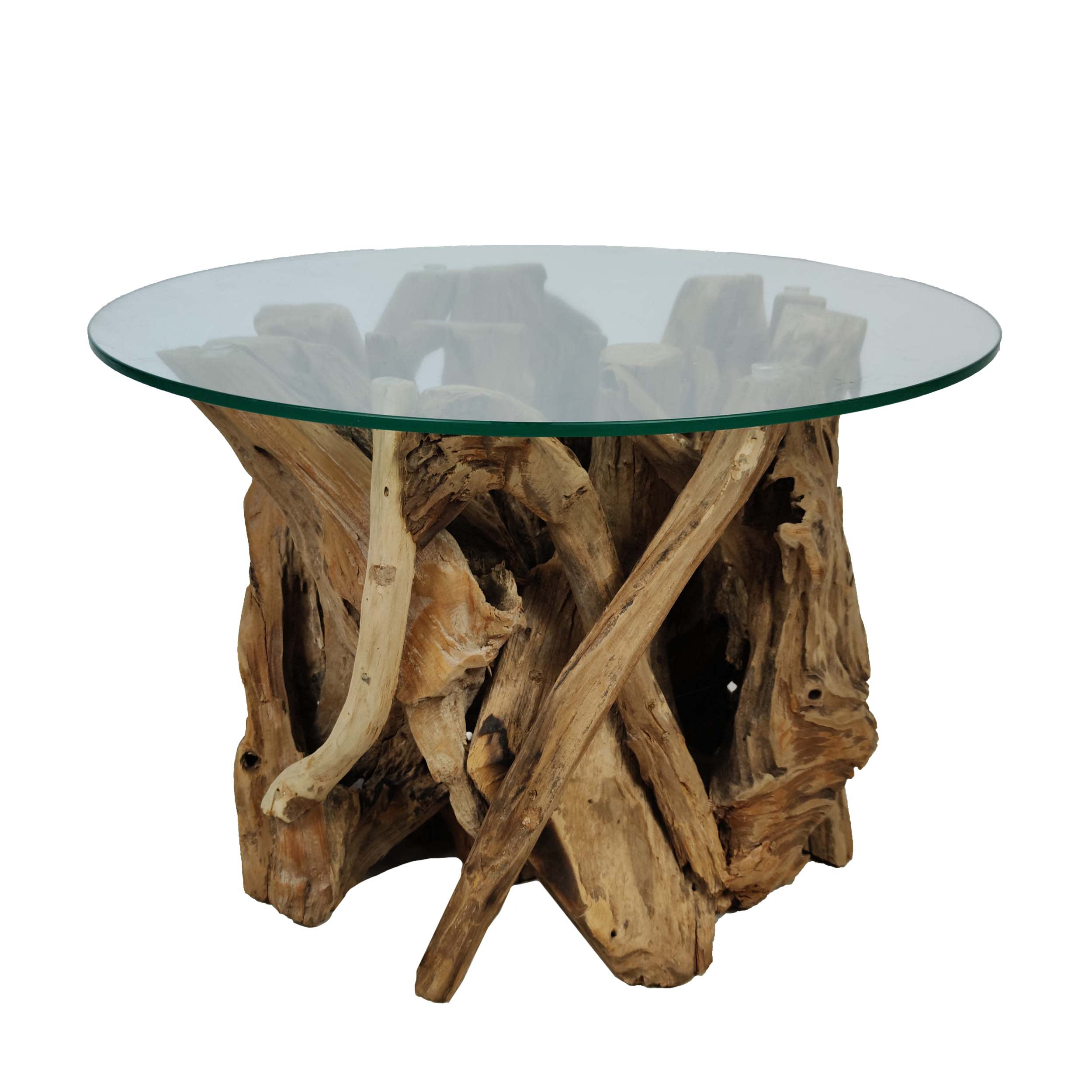 Decofinder Beistelltisch Wurzelholz mit Glas H: 38 cm  | Schubiger Möbel