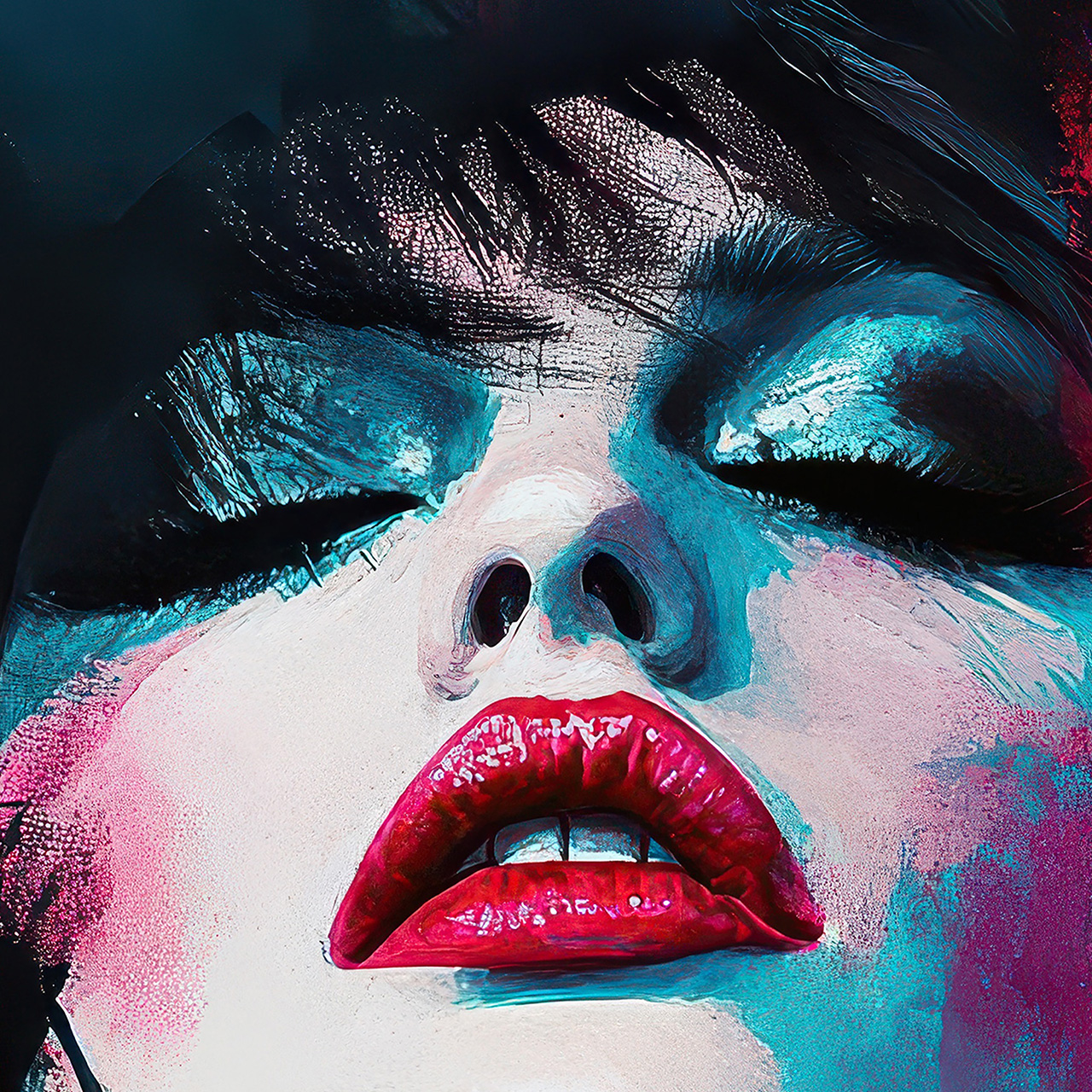 Canvas-Print Pink Splashed Diva-image LAND