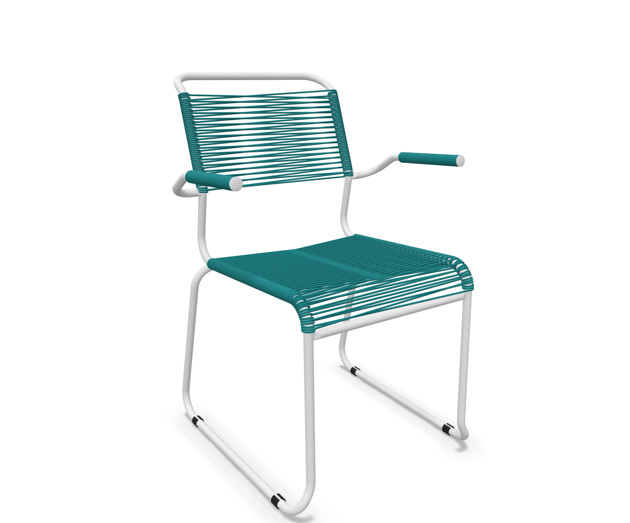 Kufen-Spaghetti-Stuhl Säntis mit Lehne von Schaffner / Farbe: Kaliblau / Grösse: 60 x 61 cm