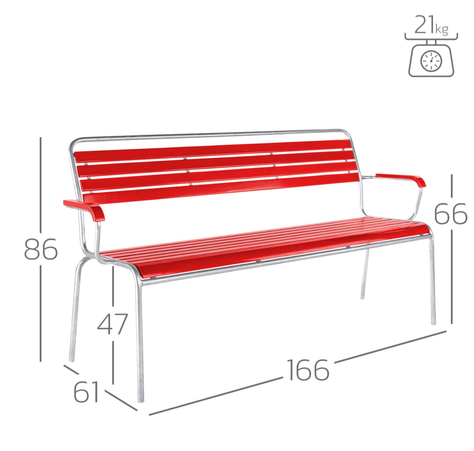 Holzlatten-Bank Rigi mit Armlehnen Schaffner / Farbe: Natur