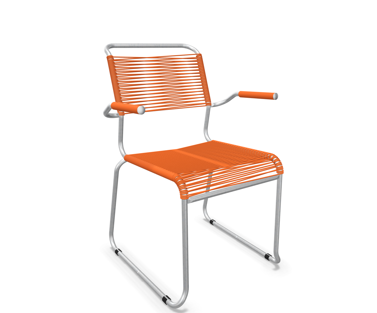 Kufen-Spaghetti-Stuhl Säntis mit Lehne Feuerverzinkt von Schaffner / Farbe: Orange / Grösse: 60 x 61 cm