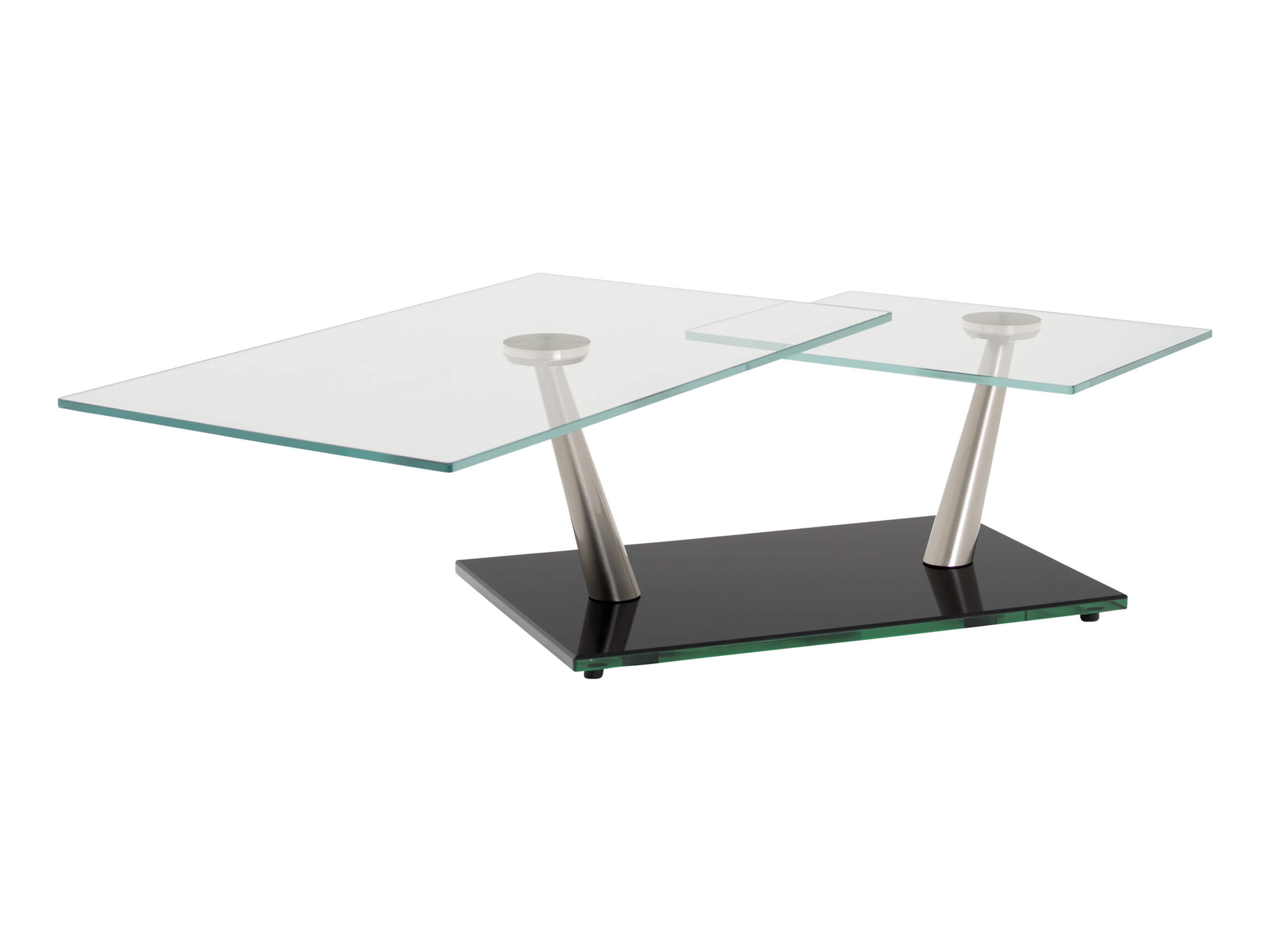 Salontisch Assel, Ausziehbar, 2 Glasplatten, b 96 cm h 41 cm t 142 cm