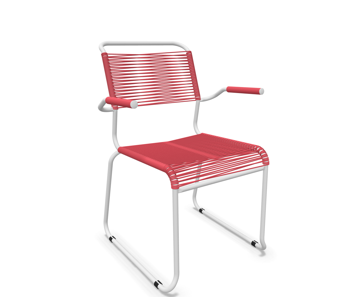 Kufen-Spaghetti-Stuhl Säntis mit Lehne von Schaffner / Farbe: Ahornrot / Grösse: 60 x 61 cm