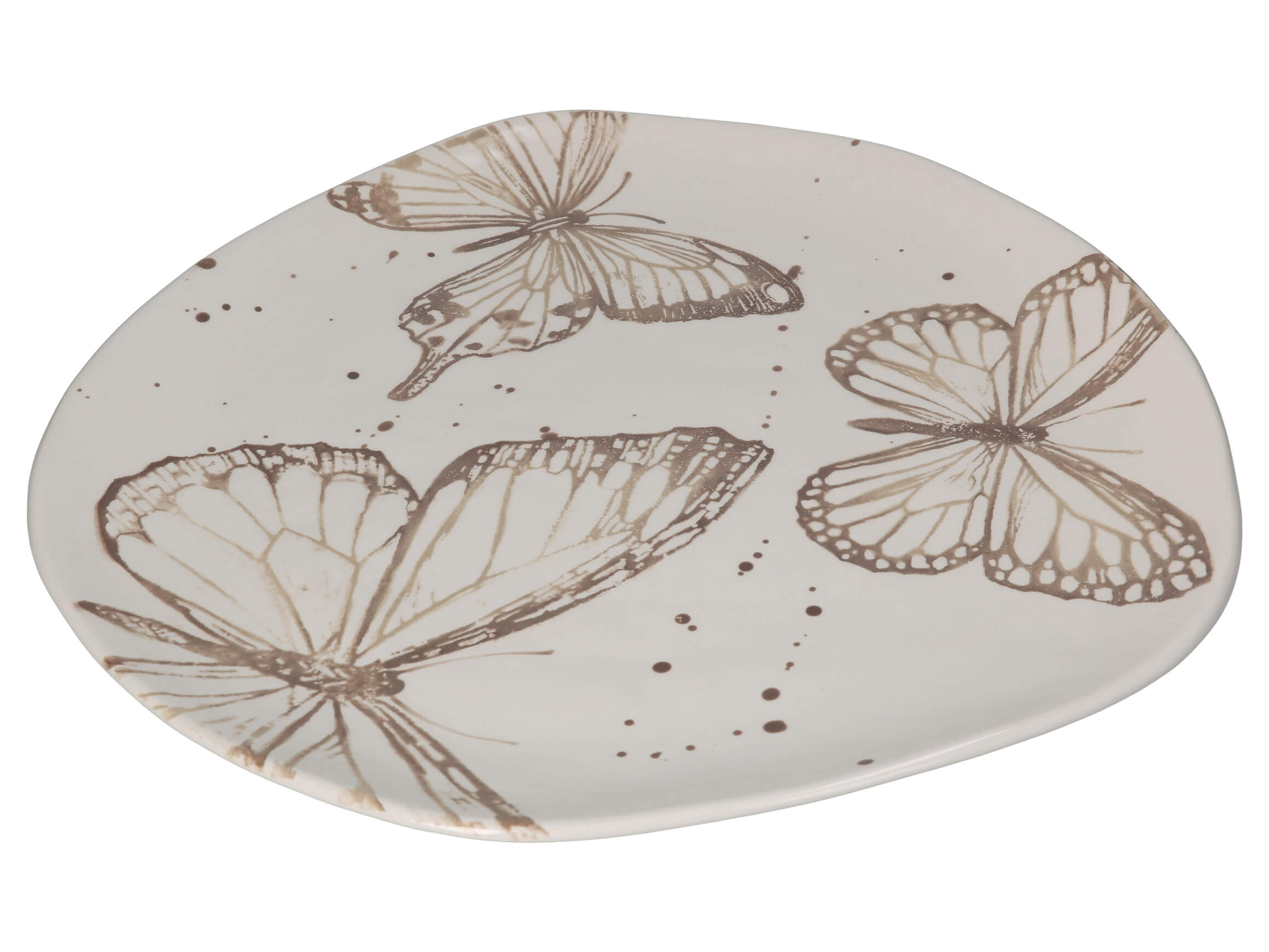 Tablett Schmetterling, Keramik H: 3 cm Kersten / Farbe: Grau Weiss