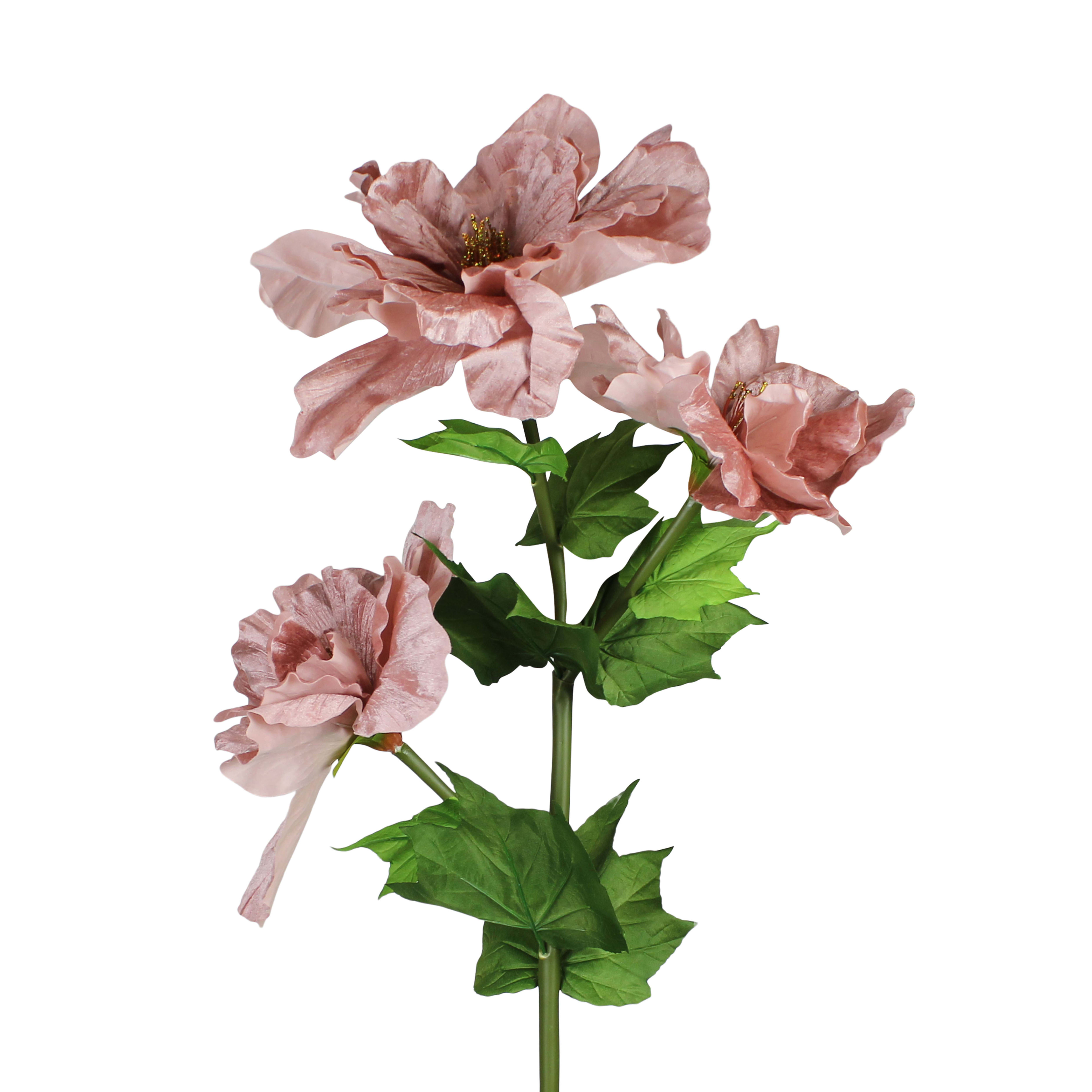 Decofinder Kunstblume Hibiskus Samt, Dunkelrosa  | Schubiger Möbel