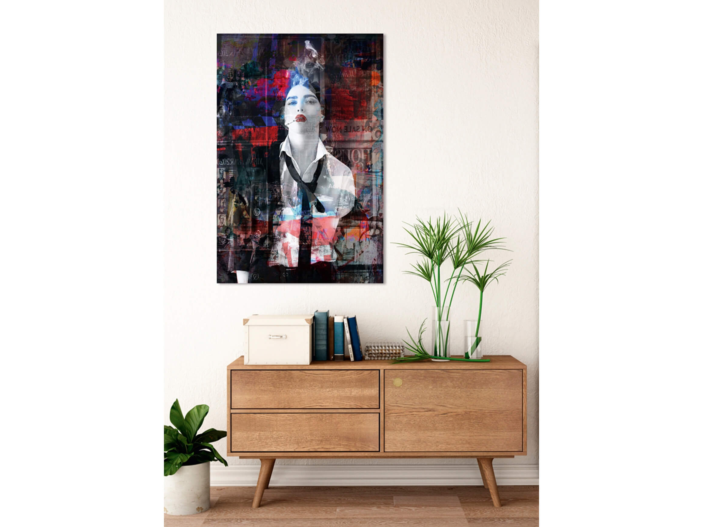 Digitaldruck auf Glas Street Art Pop Ikone image LAND / Grösse: 120 x 80 cm