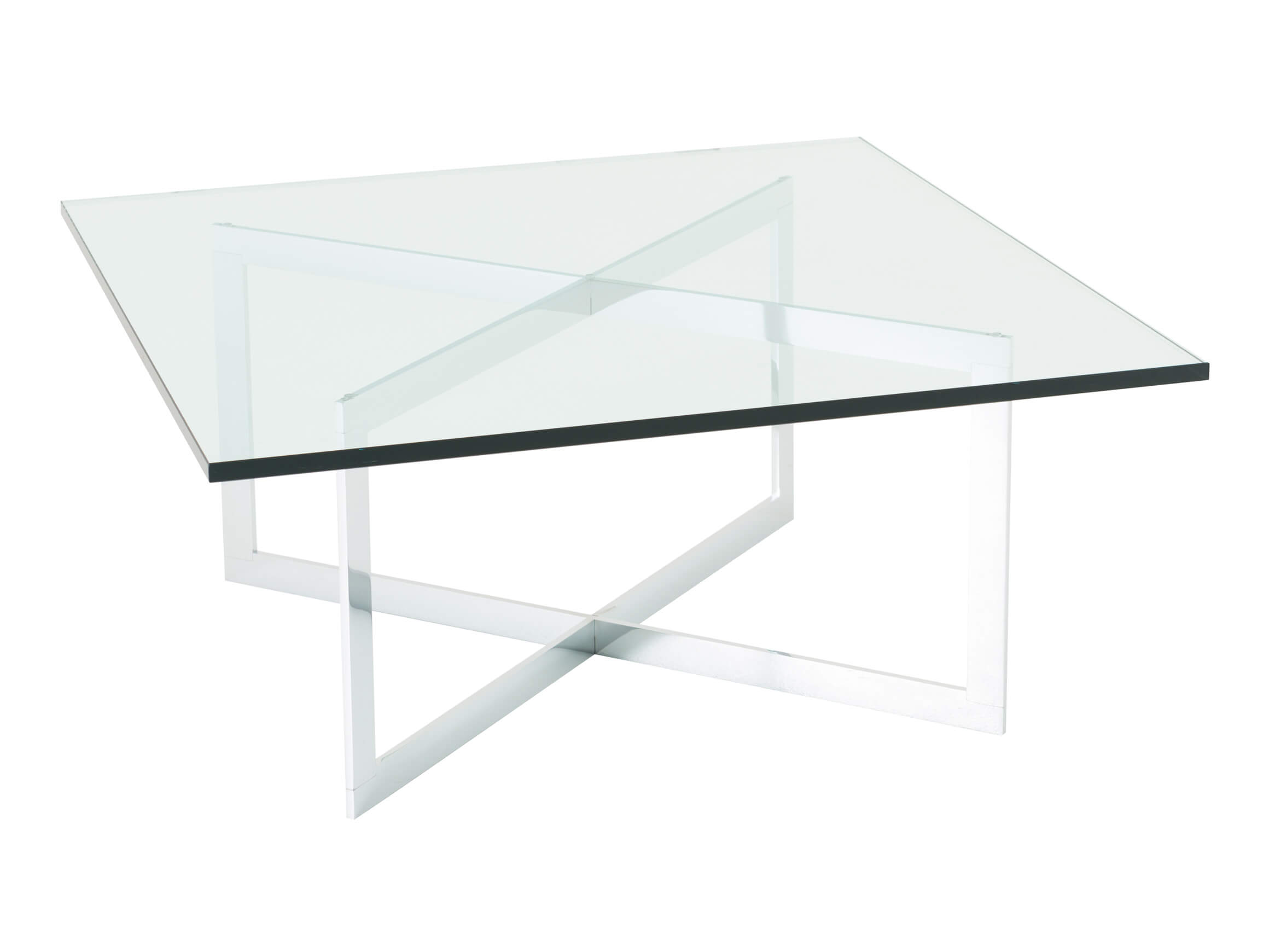 Couchtisch Mando, Glas Transparent, Stahl Glanz, b 95