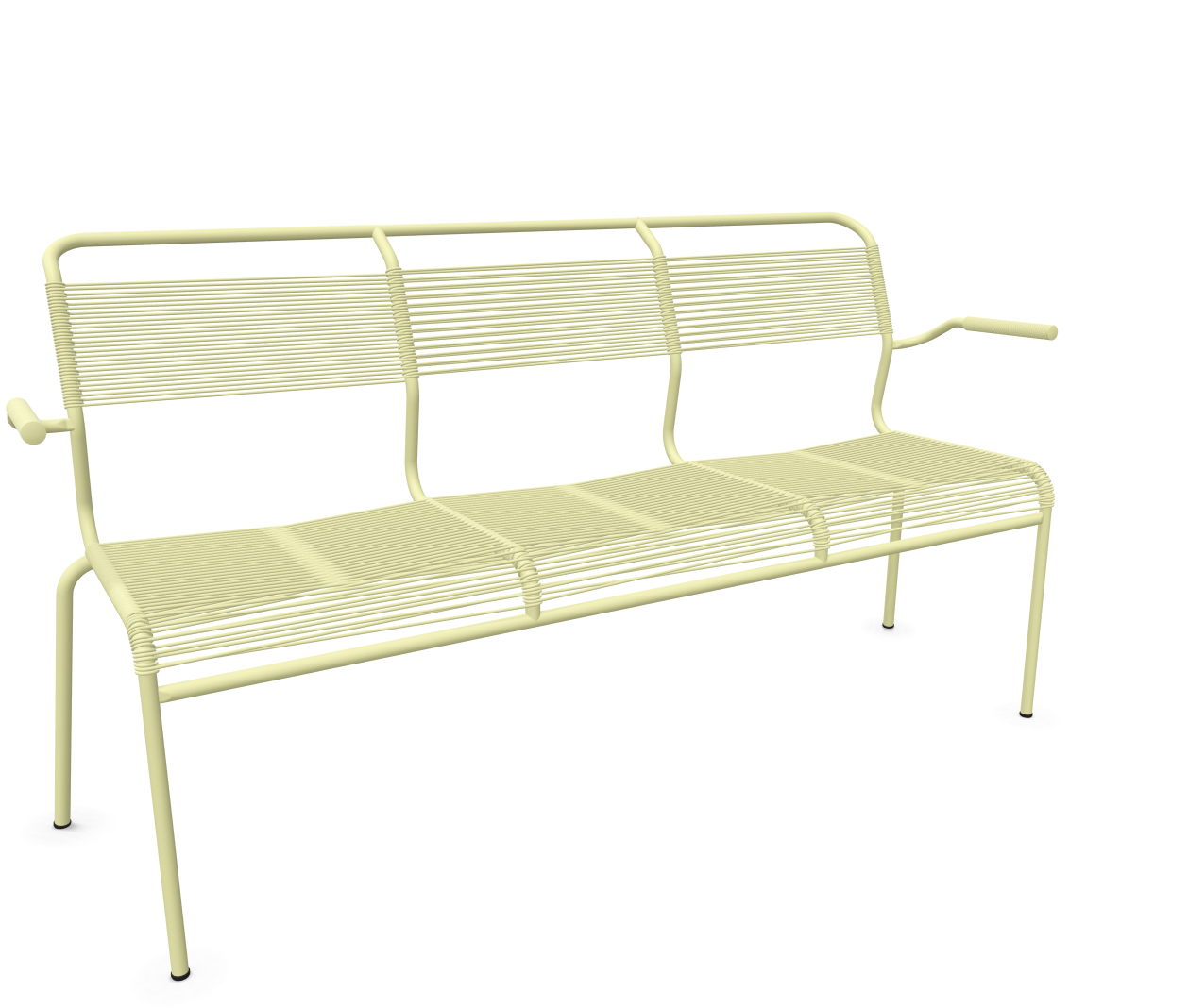 Schaffner Spaghetti-3er-Bank Säntis mit Lehne Gelb | Schubiger Möbel