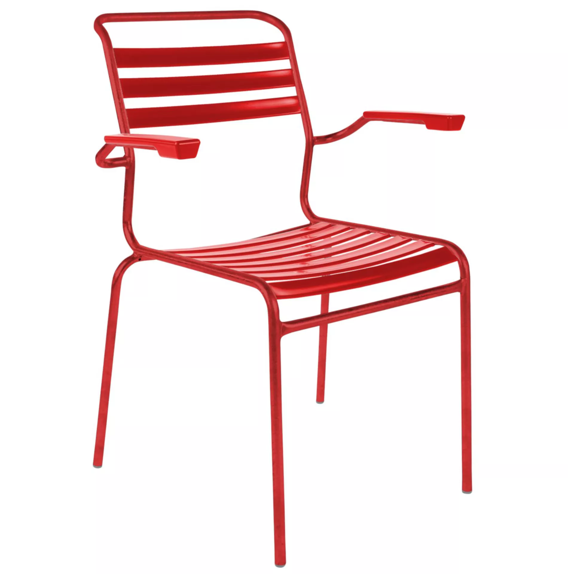 Lättli-Stuhl Säntis mit Armlehnen Schaffner / Farbe: Rot
