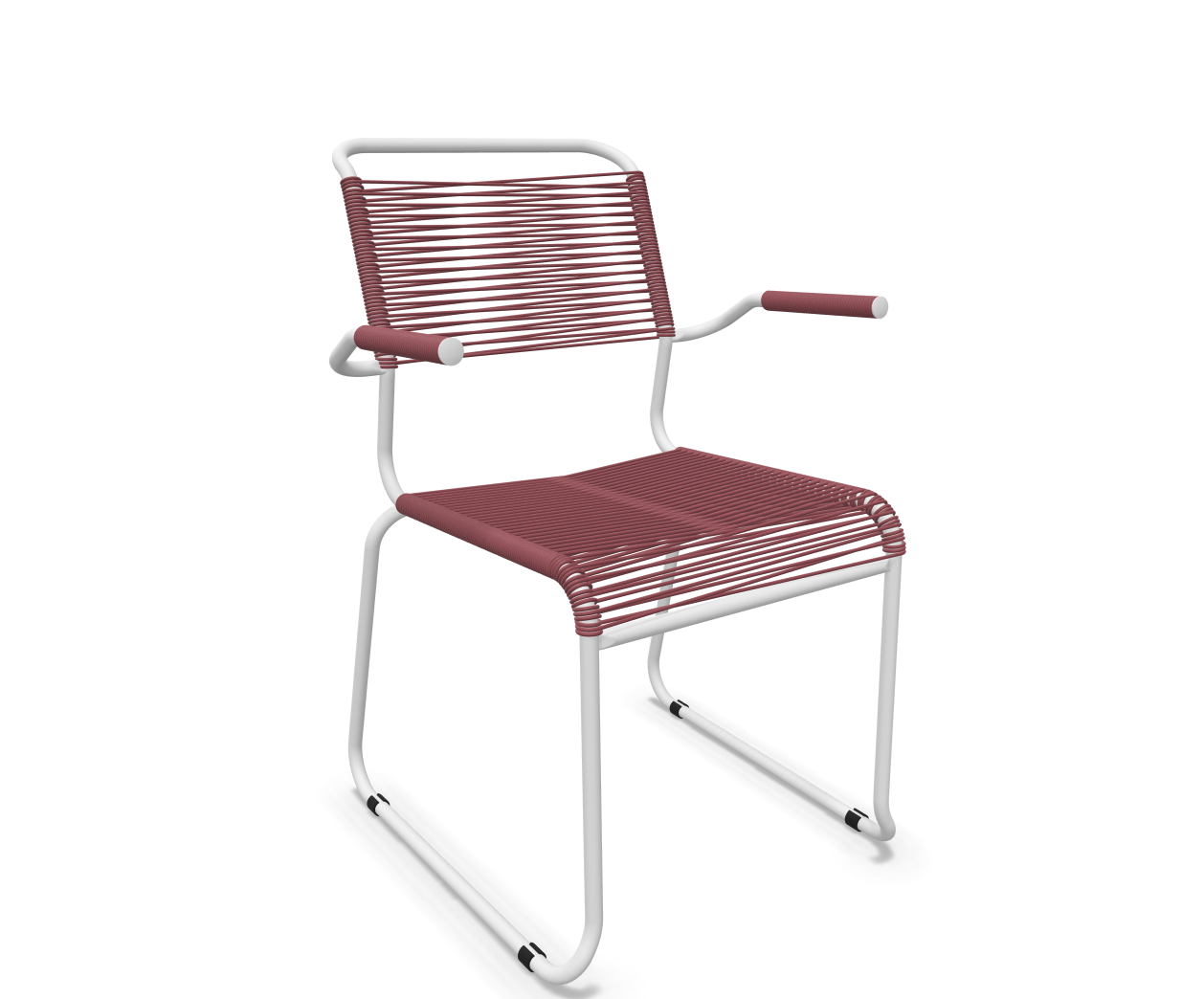 Kufen-Spaghetti-Stuhl Säntis mit Lehne von Schaffner / Farbe: Bordeaux / Grösse: 60 x 61 cm