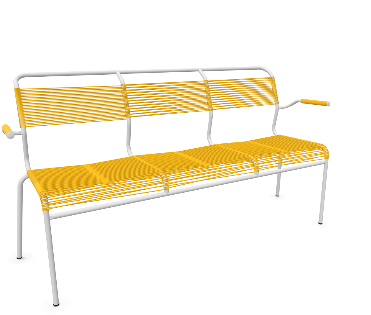 Schaffner Spaghetti-3er-Bank Säntis mit Lehne Gelb | Schubiger Möbel