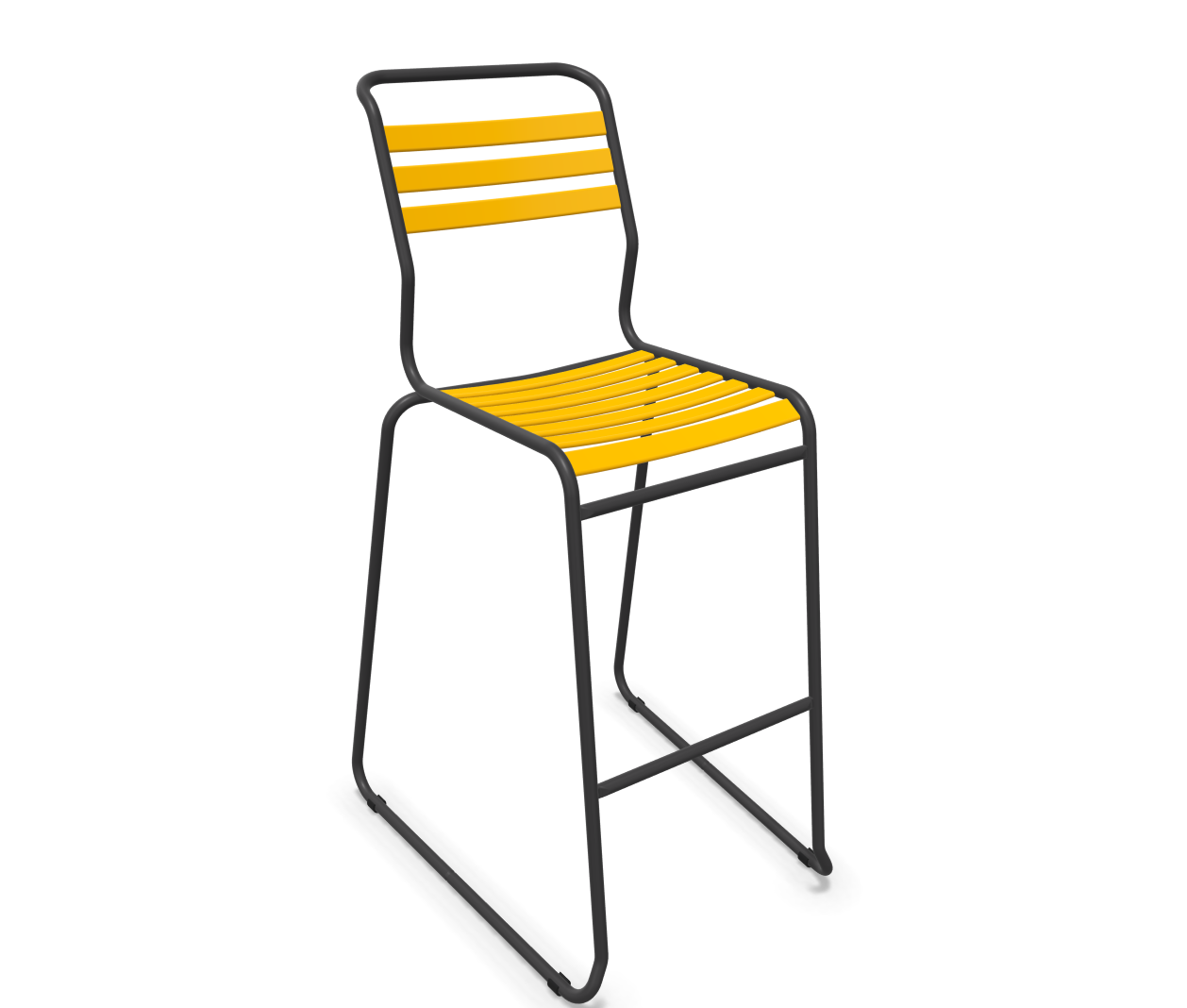Schaffner Bar-Kufen-Lättlistuhl Säntis Gelb | Schubiger Möbel