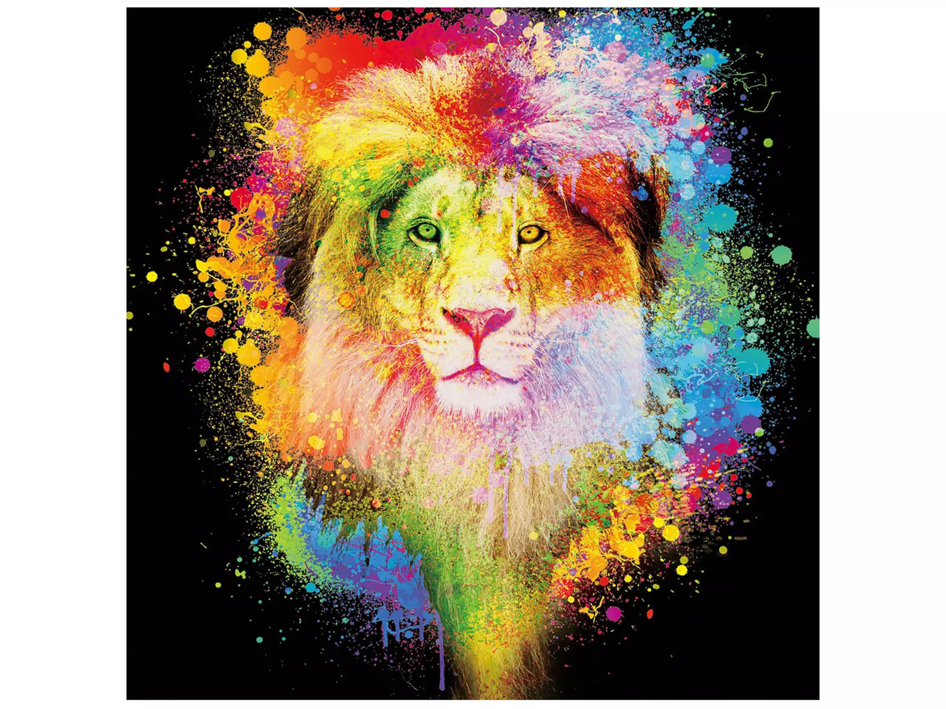 Digitaldruck auf Glas Farbkomposition König Der Löwen Auf Schwarzem image LAND