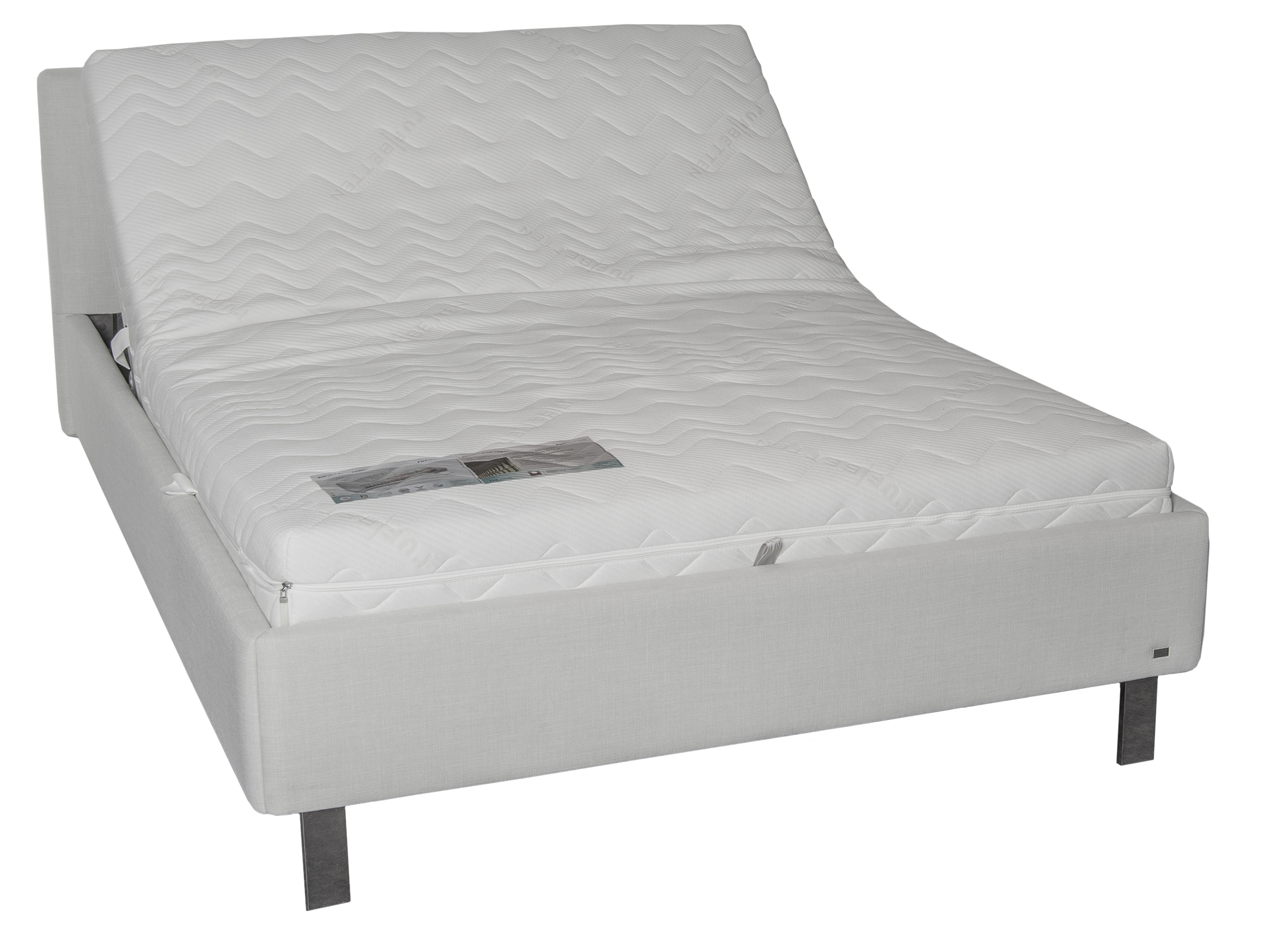 Polsterbett Cerata, Stoff Weiss-Creme, Hebehilfe,