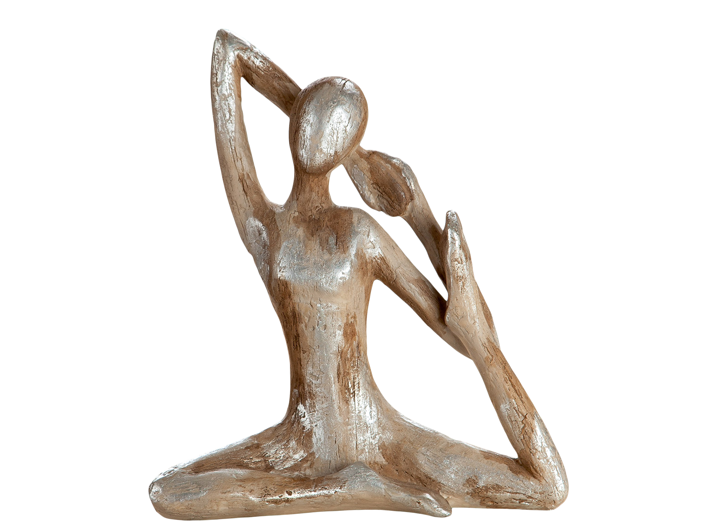 Yoga-Frau Braun Silber H: 26 cm Gilde