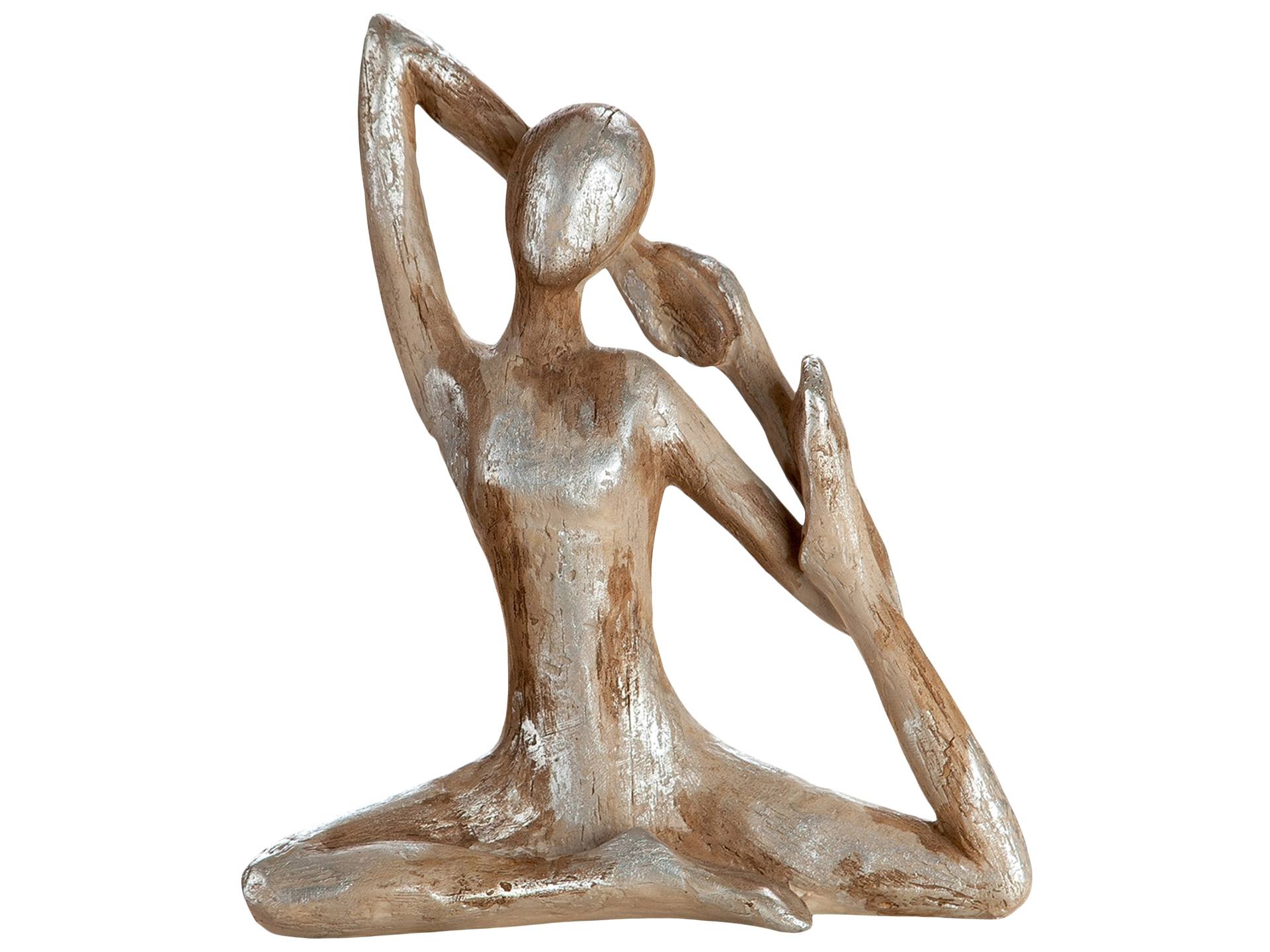Yoga-Frau Braun Silber H: 26 cm Gilde