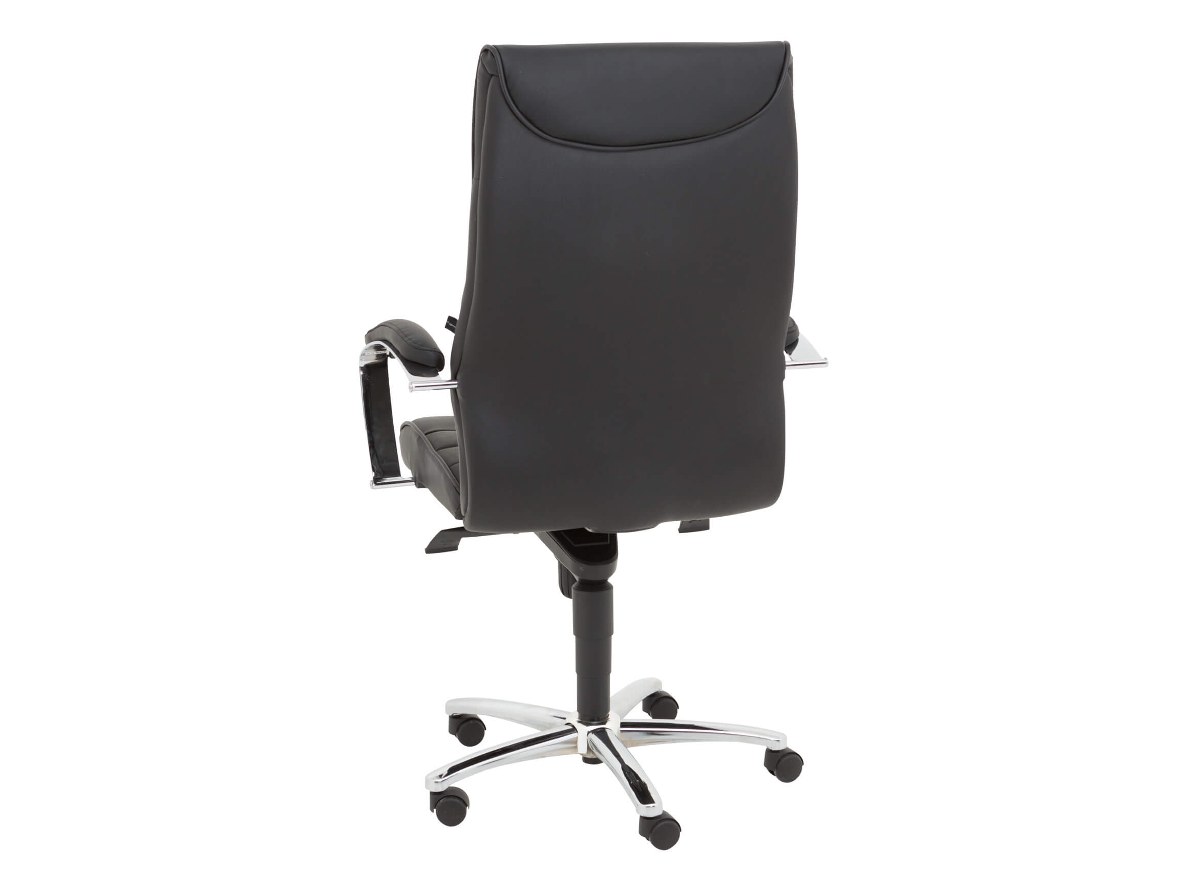 Luxor office chair, black leather, polished chrome, w 66 cm t