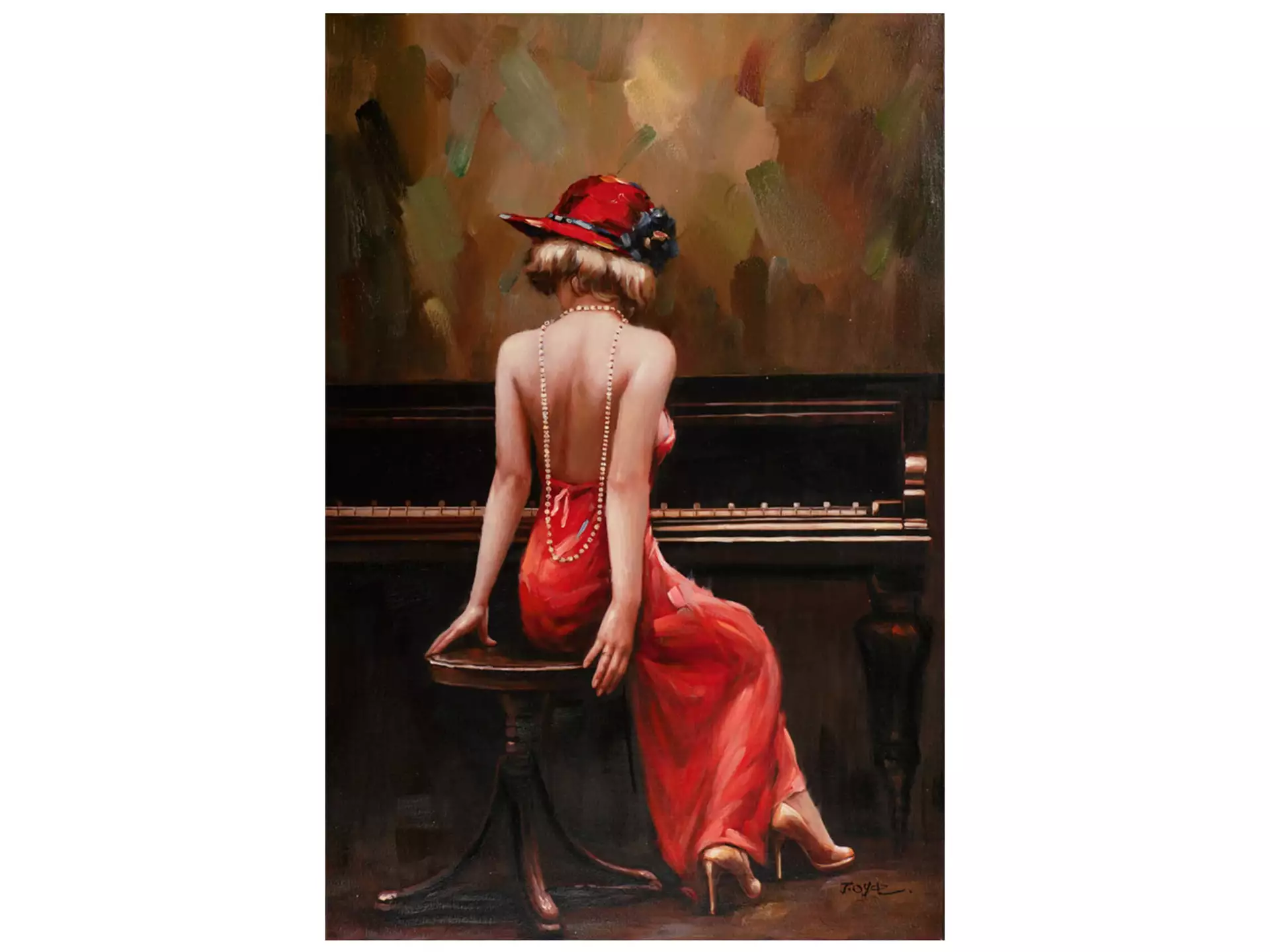Bild Dame am Piano mit Rotem Hut image LAND