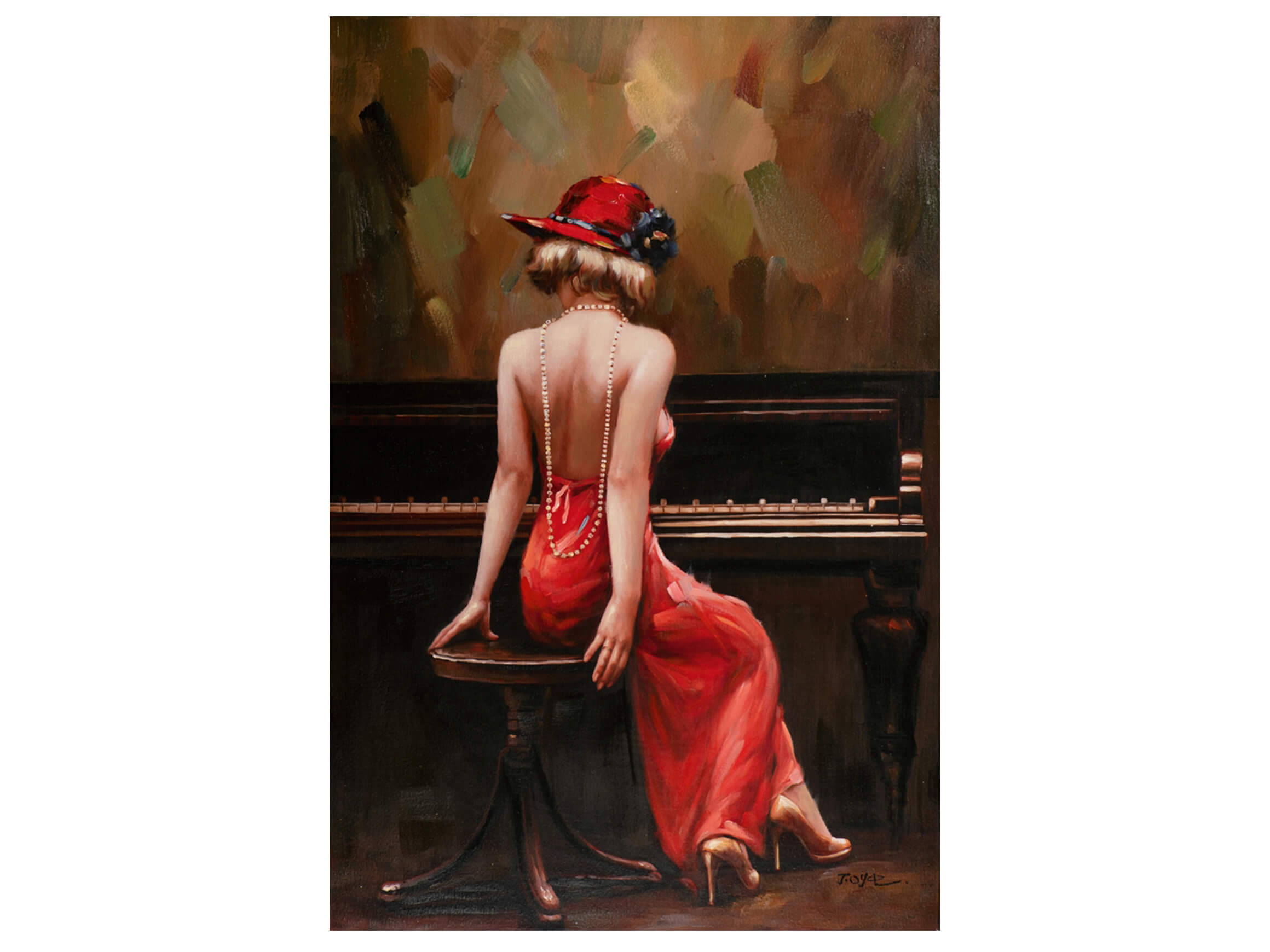 Bild Dame am Piano mit Rotem Hut image LAND