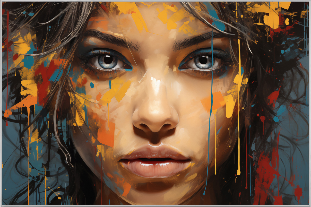 Bild mit Rahmen Grey Eyes Behind Colours image LAND