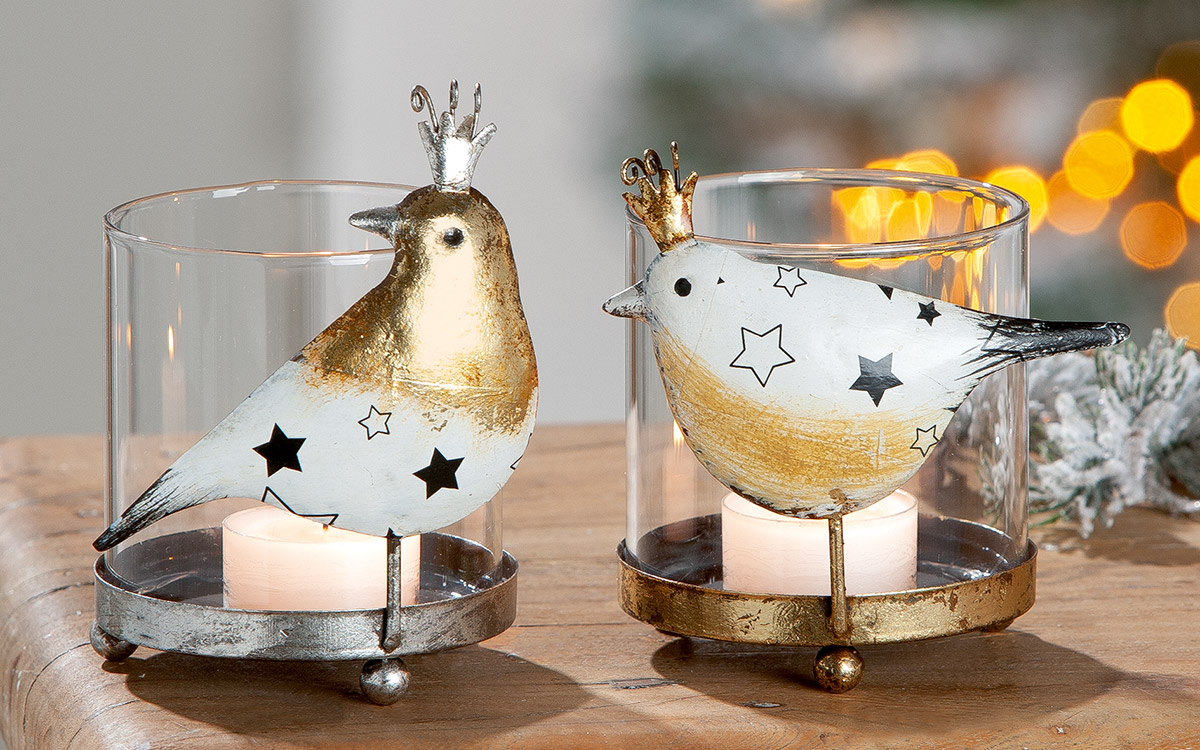Windlicht Sternenvogel, Metall H: 11 cm Gilde